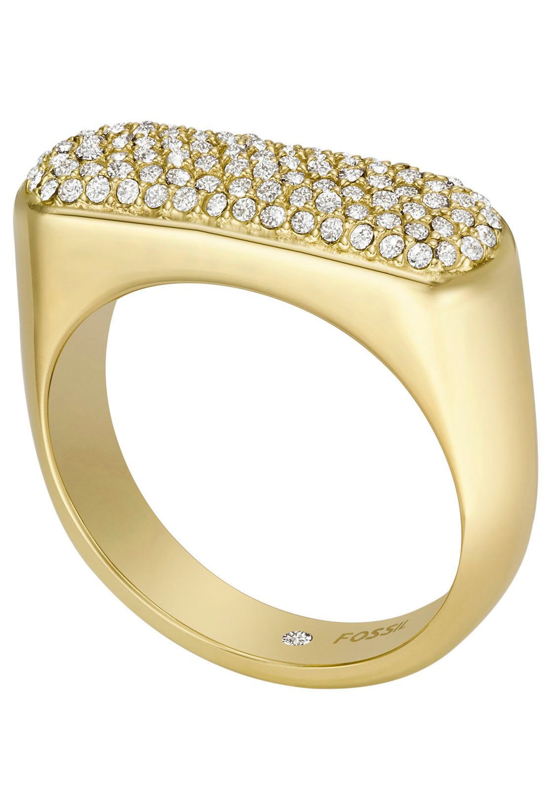 Fossil Fingerring »HERITAGE D-LINK GLITZ, JF04585710, JF04586710«, wahlweise mit oder ohne Zirkonia (synth.)