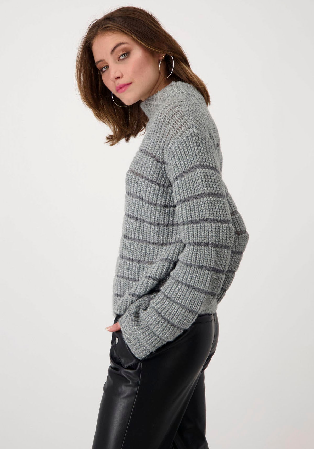 Monari Stehkragenpullover, mit Streifen