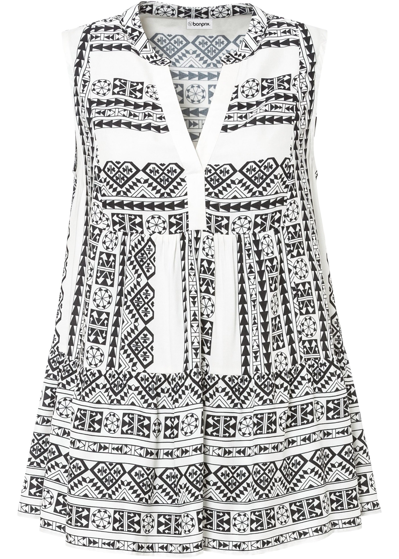 bonprix Blusentop A-Linien-Passform, mit Hendleykragen, aus Viskose, ärmellos