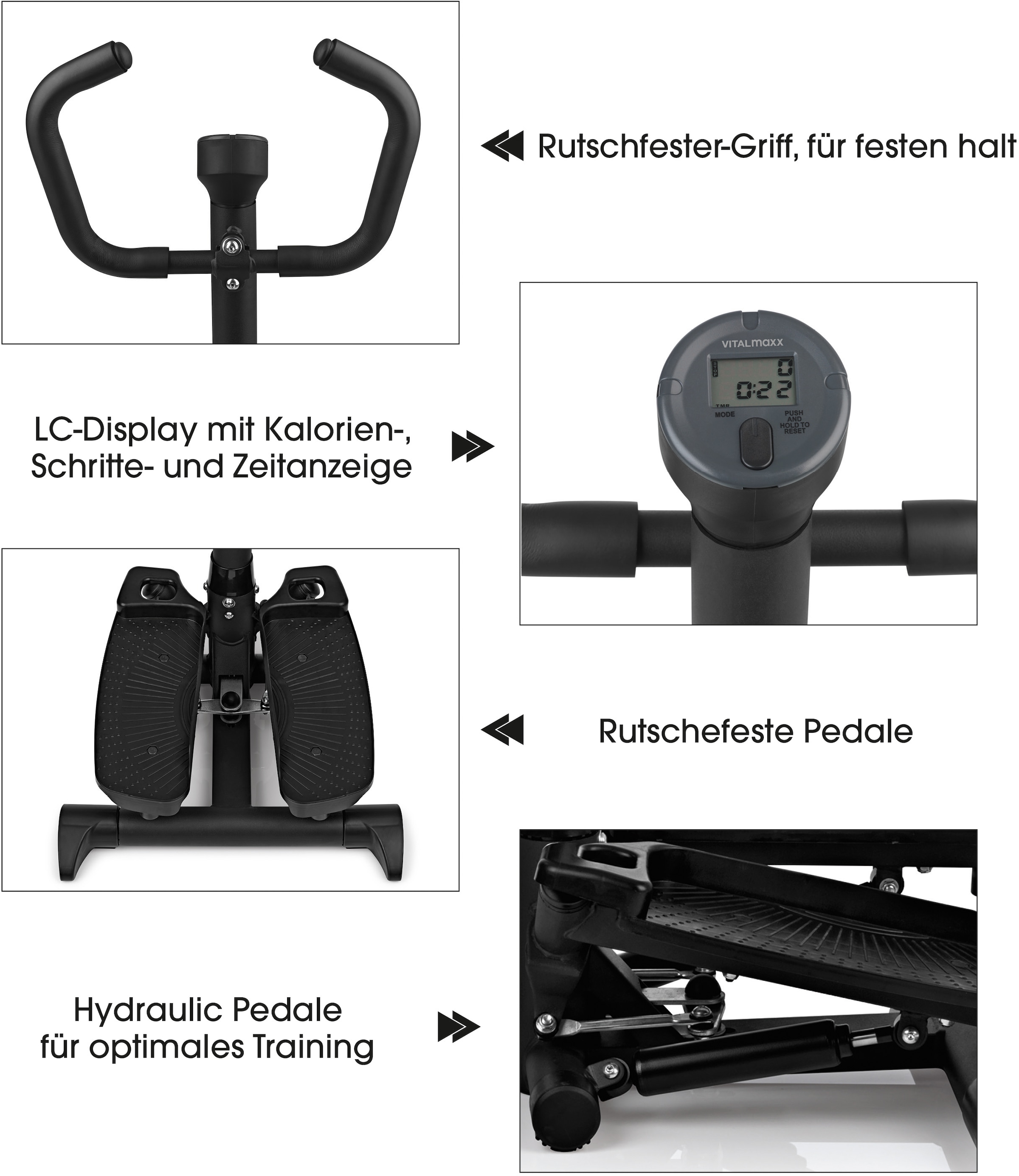 VITALmaxx Stepper »VITALmaxx Fitnesstrainer Swing Stepper«, (3 tlg., mit Trainingsbändern)