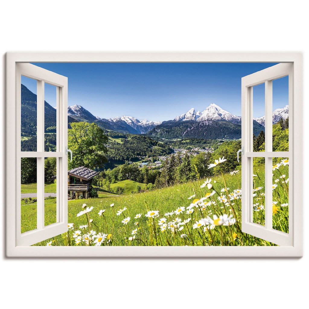 Artland Wandbild »Fensterblick Bayerischen Alpen«, Berge, (1 St.)