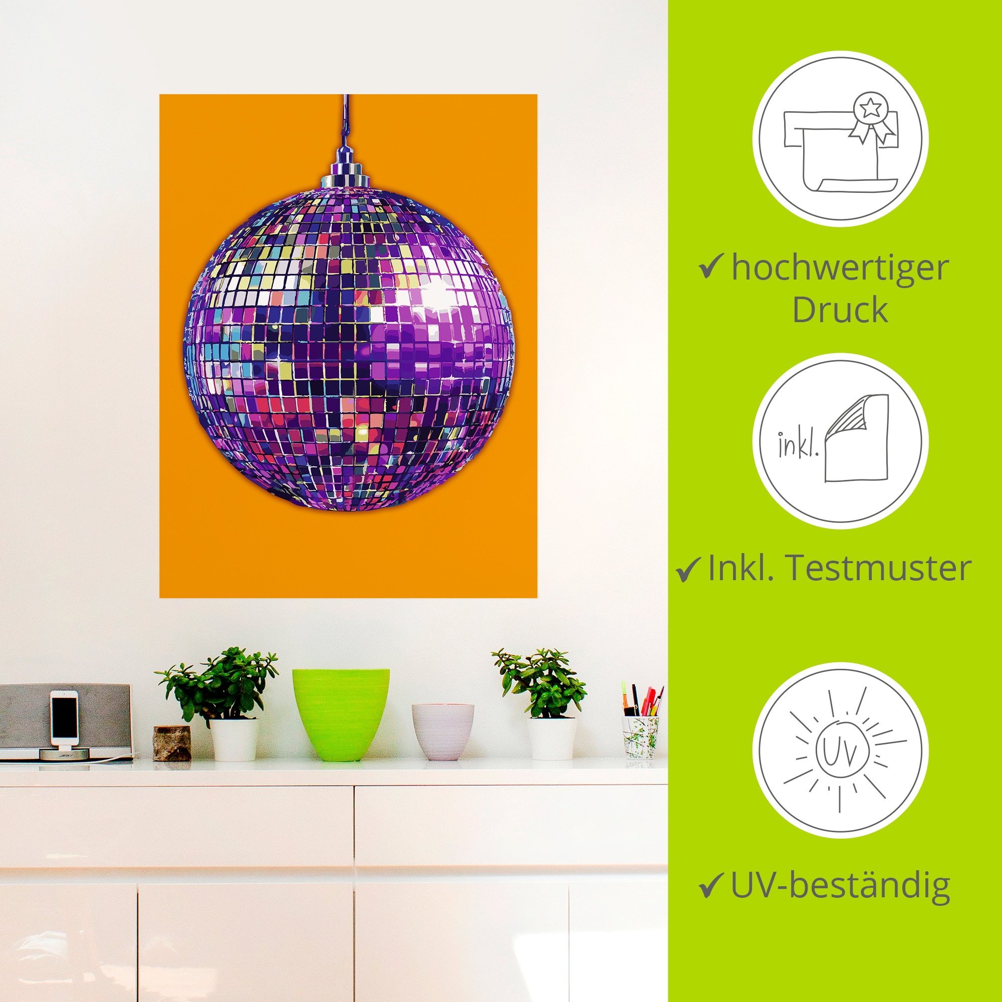 Artland Wandbild »Discokugel« 1 Stk. tlg. als Alubild, Leinwandbild, Poster, Wandaufkleber in verschied. Größen