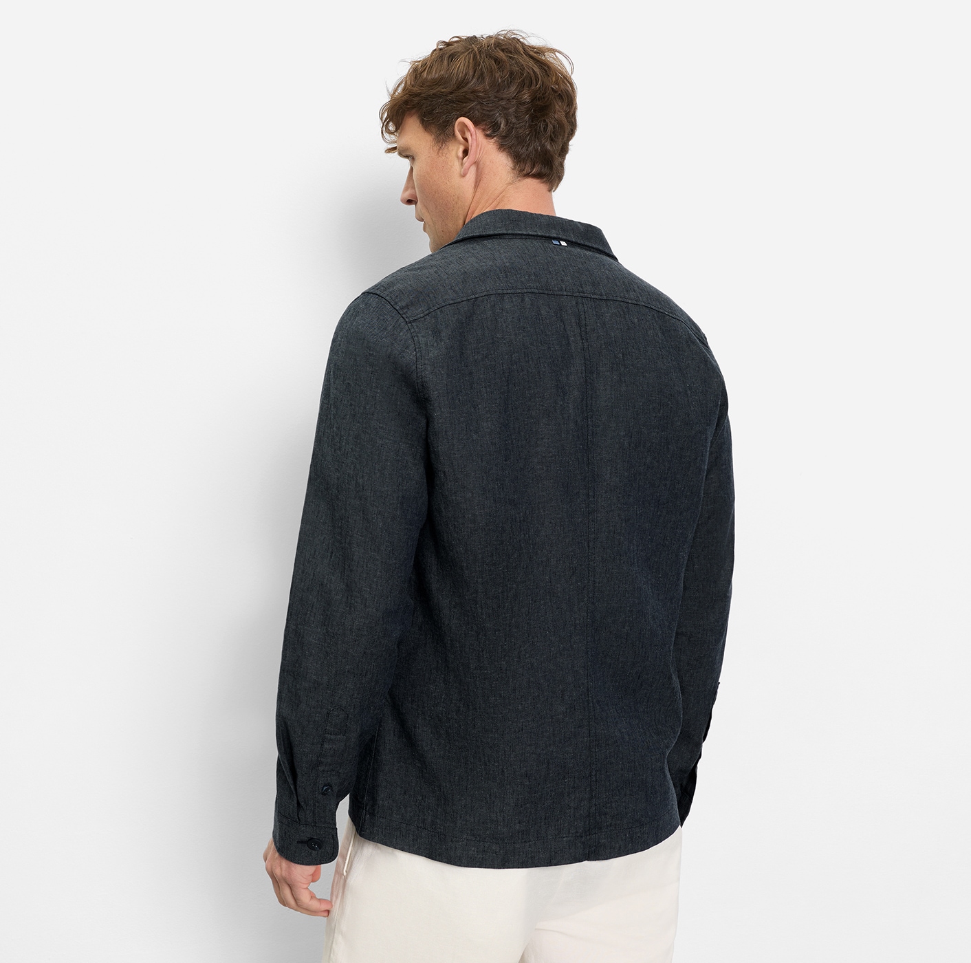 OLYMP Hemdjacke ohne Kapuze meliert und mit Leinen