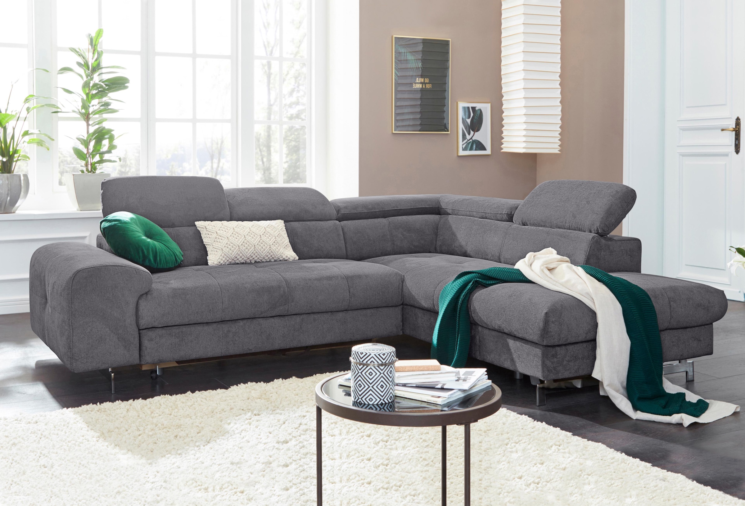 COTTA Ecksofa »Chef L-Form«, mit Kopfteilverstellung, wahlweise mit Bettfunktion