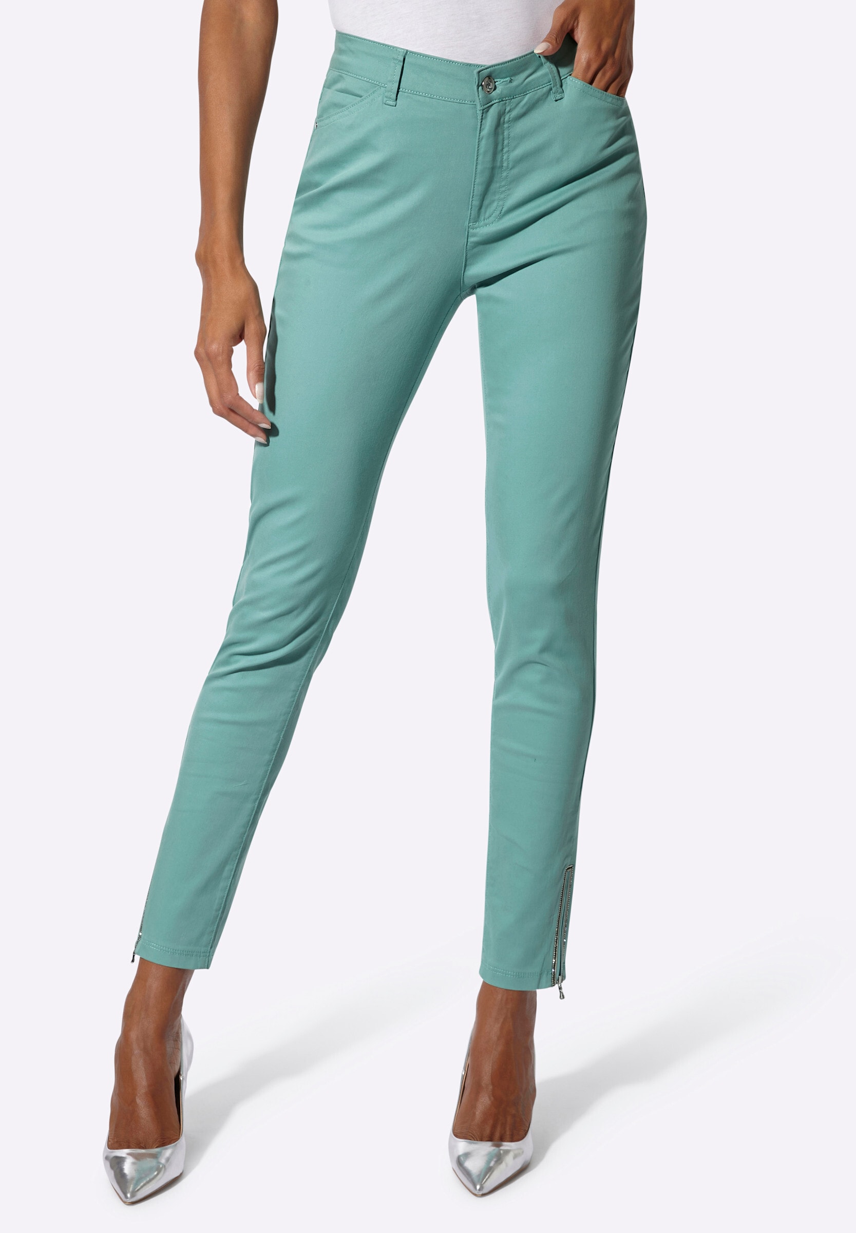 creation L Bequeme Jeans »Baumwoll-Lyocell-Jeans Jeans mit Reißverschluss am Bein«