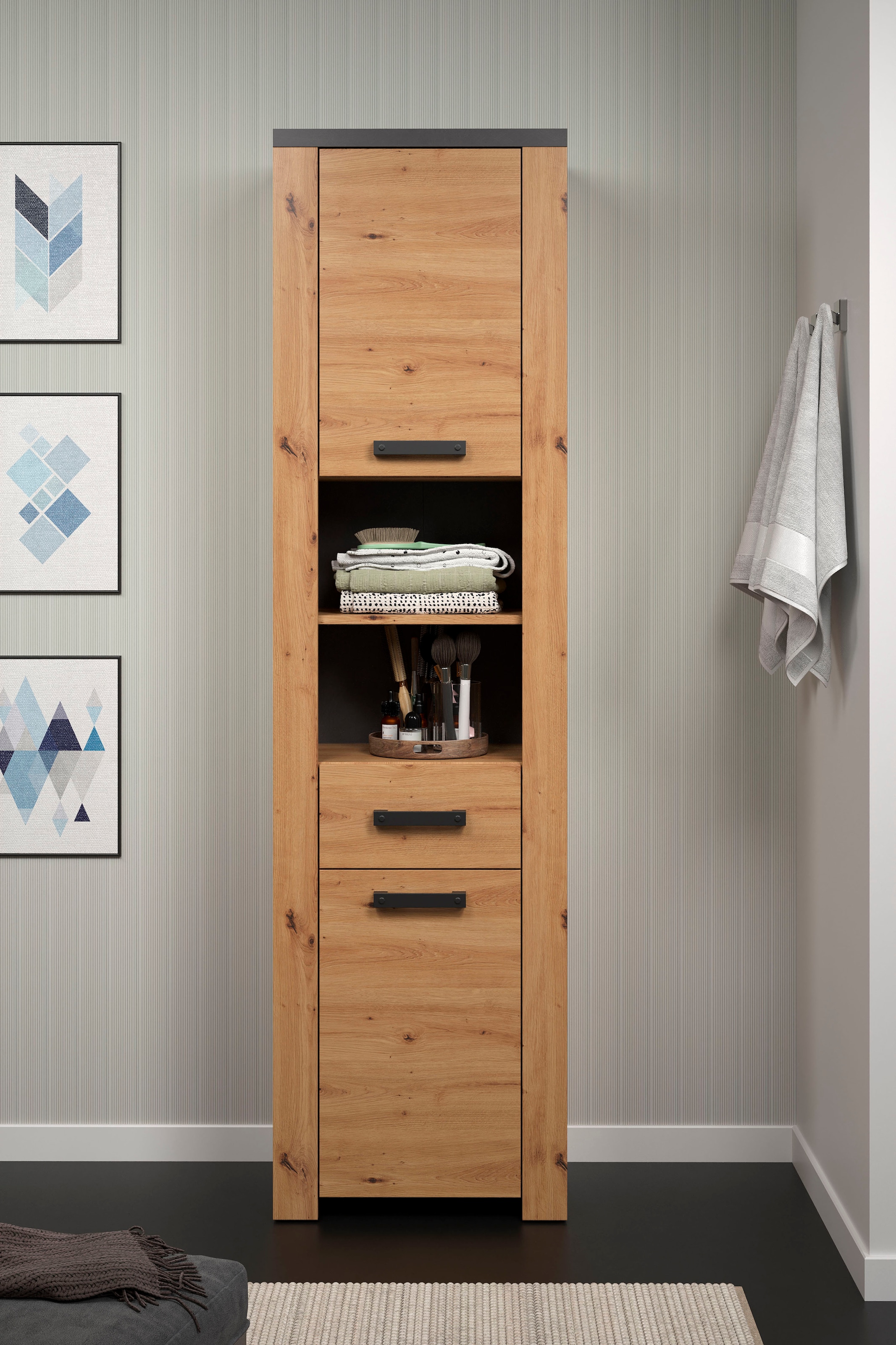 welltime Hochschrank »Ambres« 1 Stk. tlg. Hochschrank mit Soft-Close Funktion - (B/T/H) 53/35/196 cm