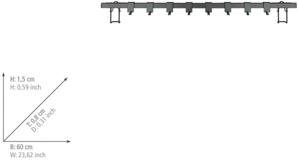 WENKO Hakenleiste »Gala«, (60 cm), mit 8 Haken, pulverbeschichtetem Flachstahl