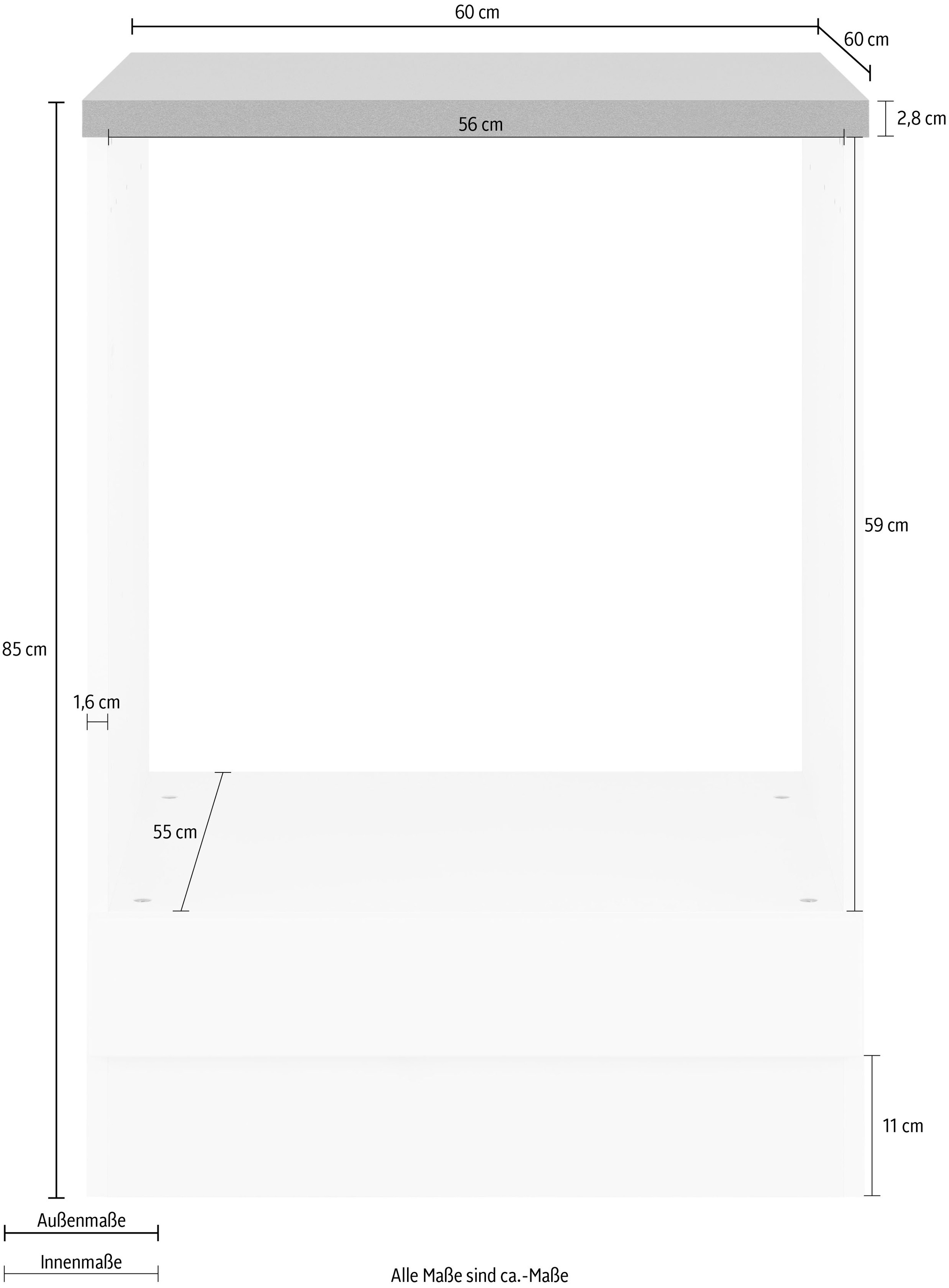 KOCHSTATION Herdumbauschrank »KS-Virginia«, 85 cm hoch, 60 cm breit, Nische für Ofen B/H/T: 56/59/55 cm