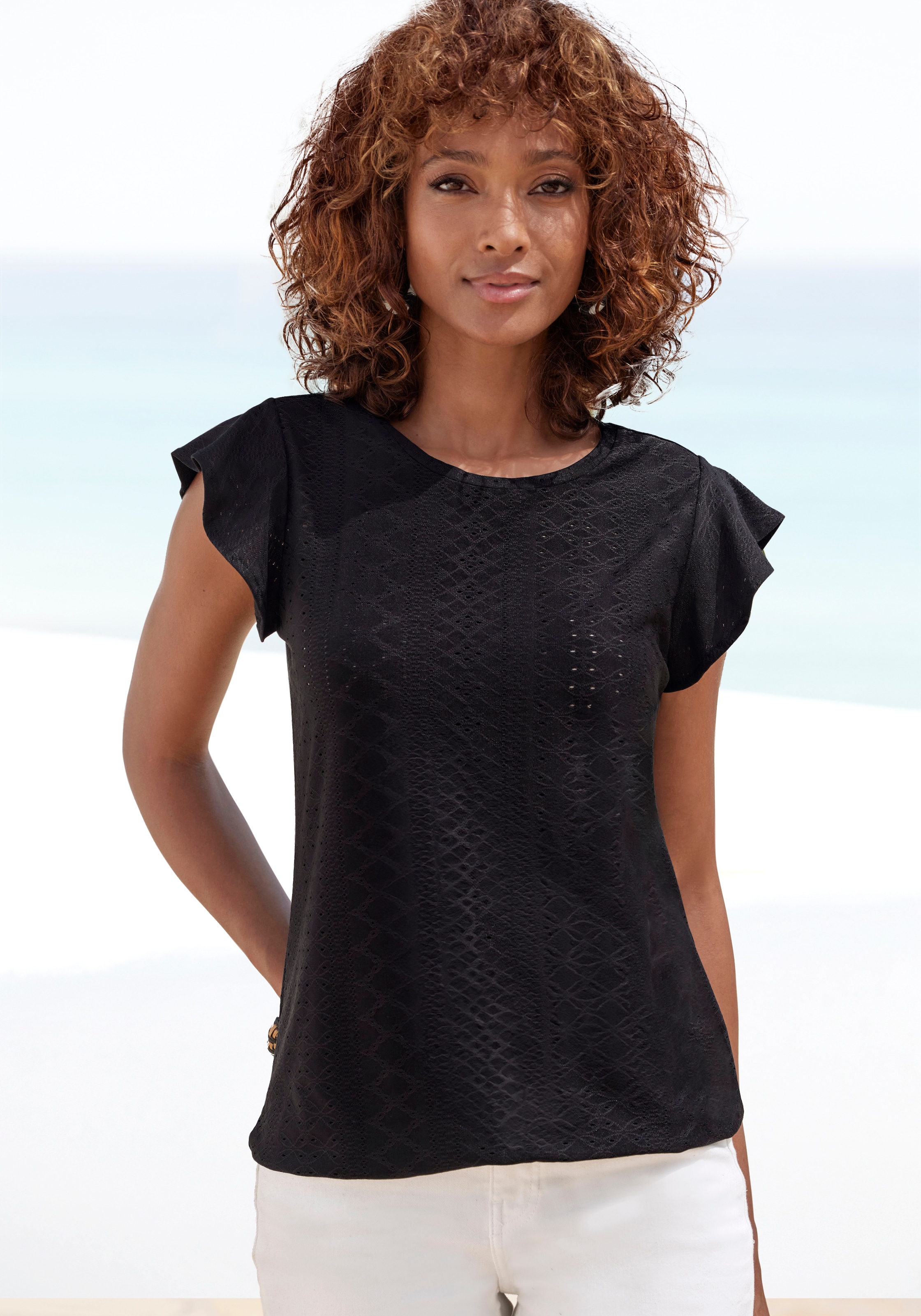 Vivance Kurzarmshirt »mit Lochstickerei«, (2er-Pack), aus pflegeleichter Qualität