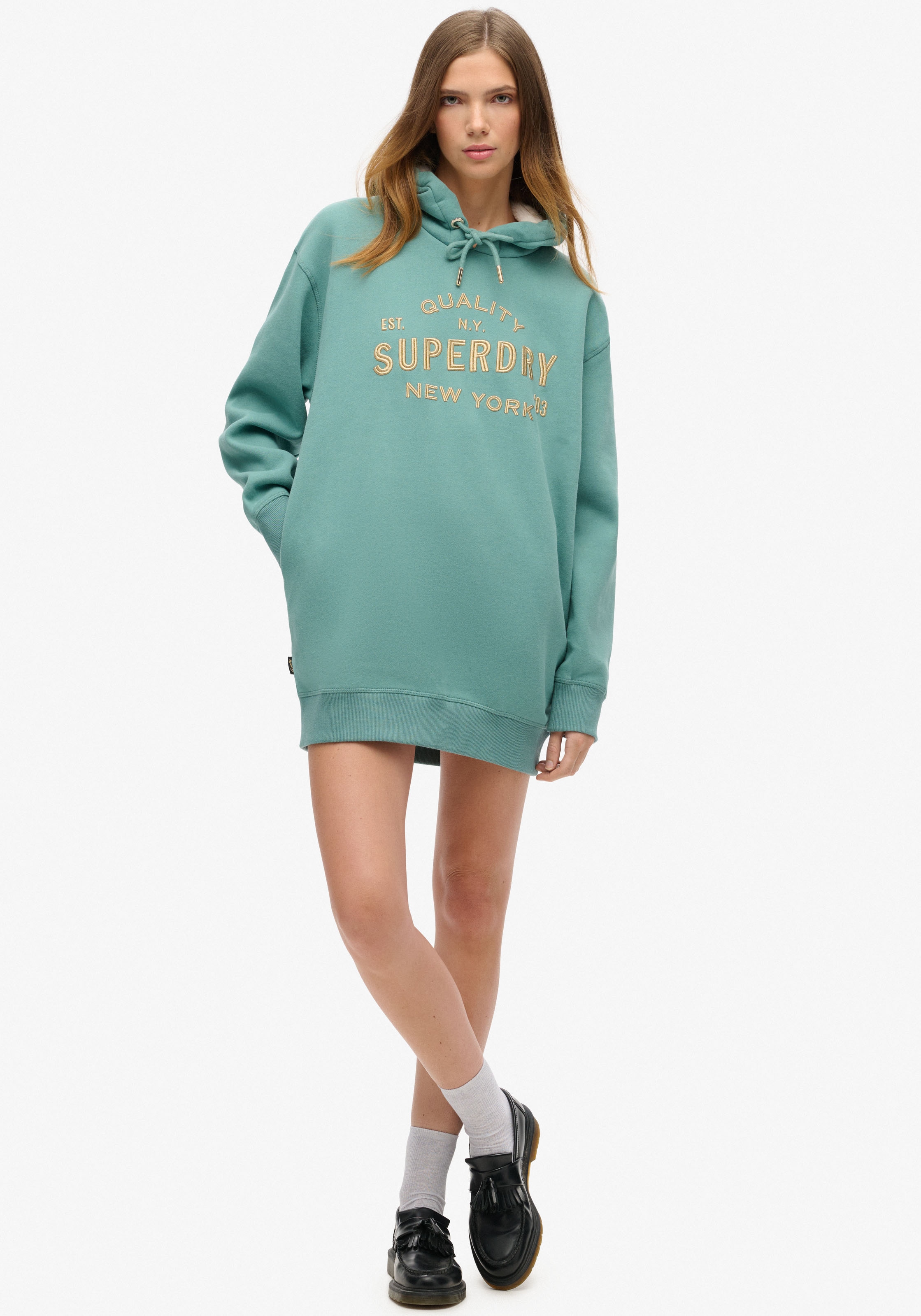 Superdry Jerseykleid »LUXE METALLIC LOGO HOOD DRESS«
