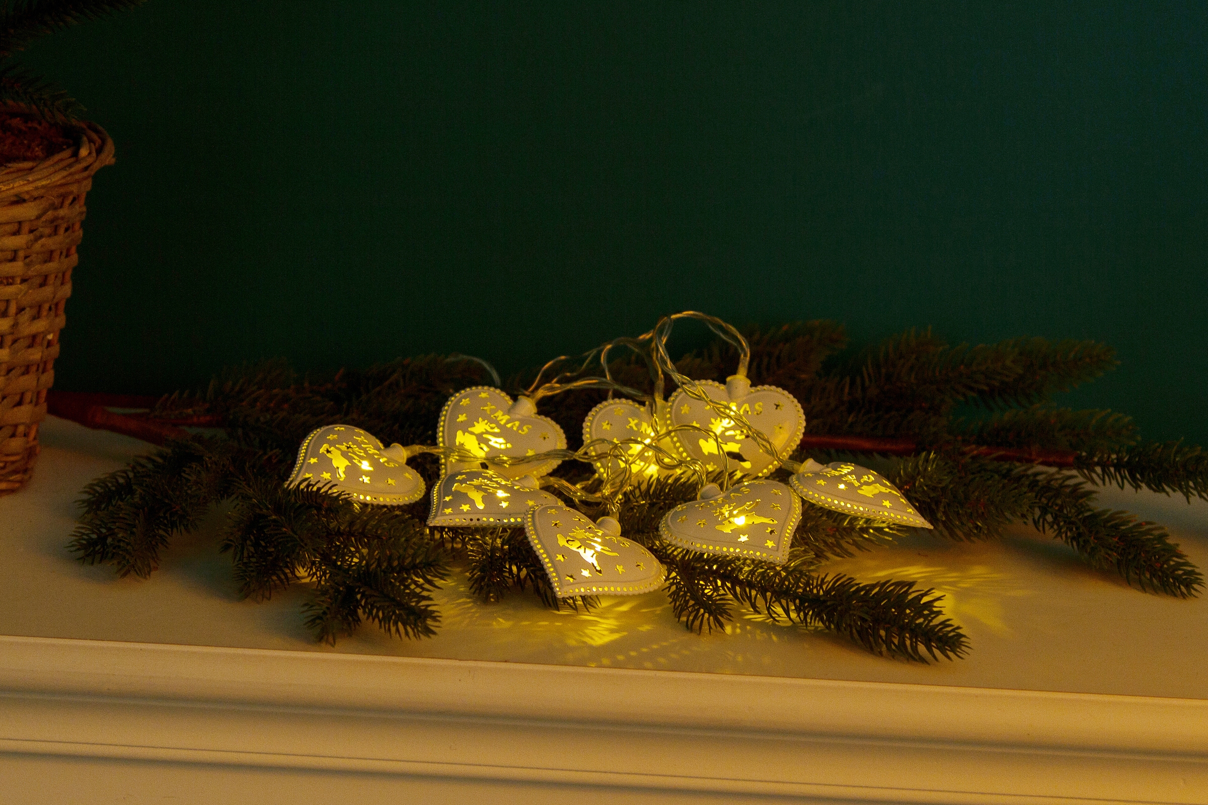 Myflair Möbel & Accessoires LED-Lichterkette »Weihnachtsdeko«, mit Herzen und Rentiermotiv, mit 10 LEDs, Länge ca. 180 cm