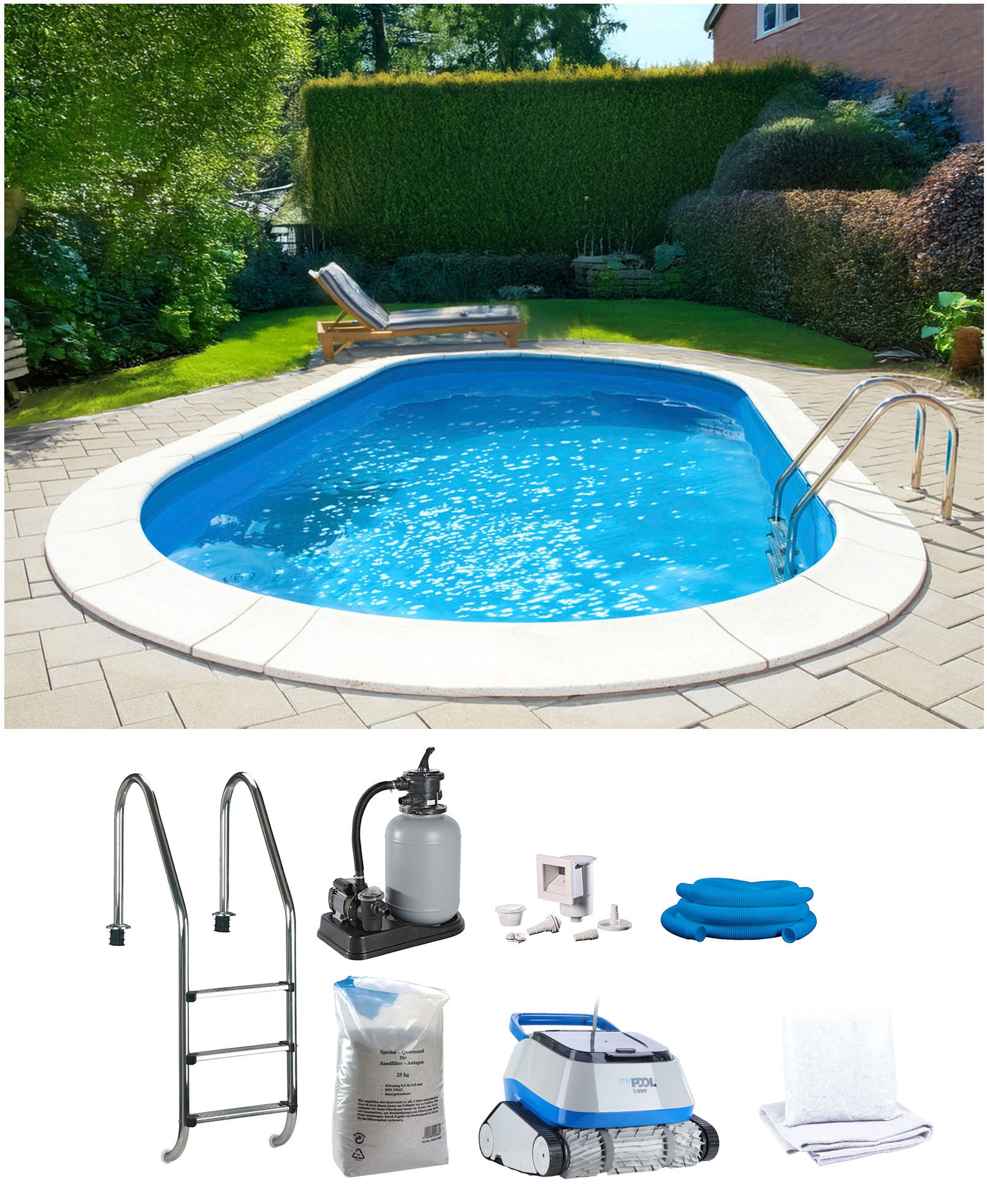 my POOL BWT Ovalpool »POWER, BxLxH: 360x737x120 cm« in 2 Folienfarben erhältlich, inkl. Poolroboter POWER ONE4ALL
