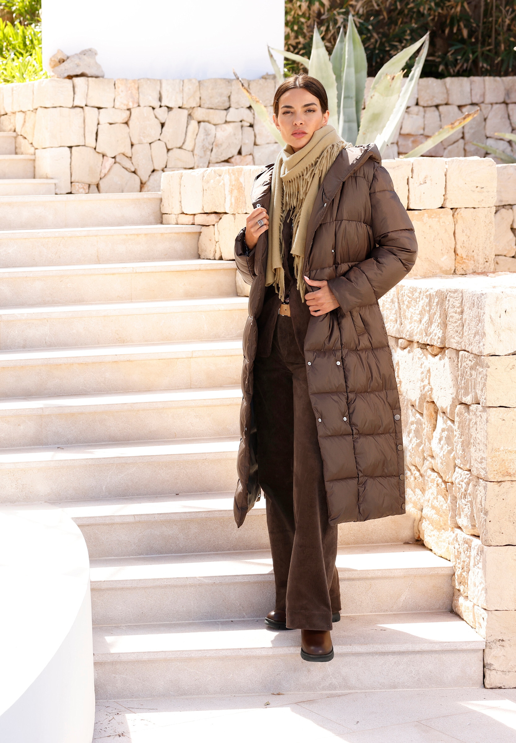 heine Langjacke »Steppmantel Steppmantel mit Seitenschlitzen« mit Kapuze