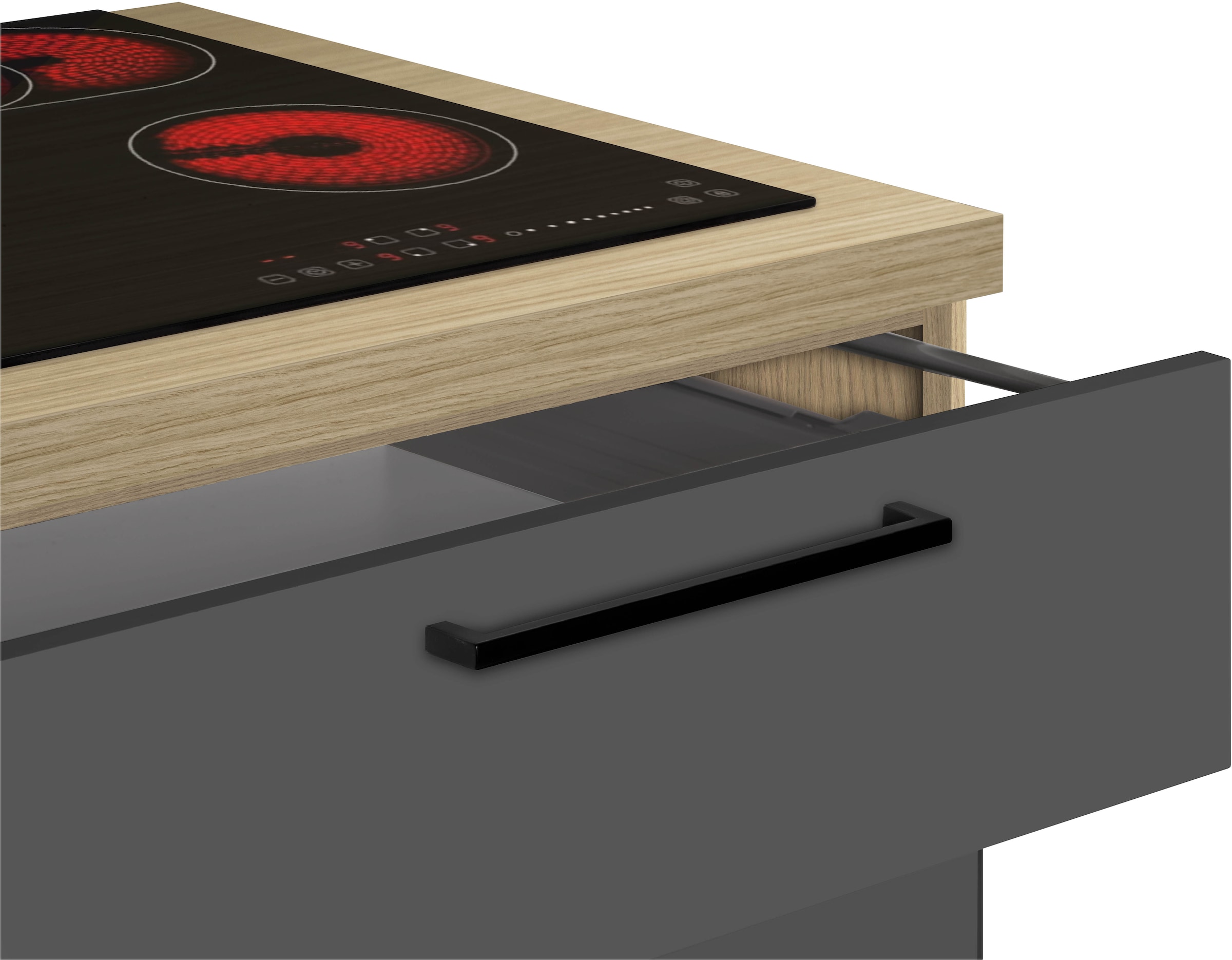 KOCHSTATION Küchenzeile »Luna, Küchenzeile mit Spüle + Siphon, ohne E-Geräte« Breite 182 cm,Türen mit Soft-Close Funktion, Metalgriffe,Made in Italy