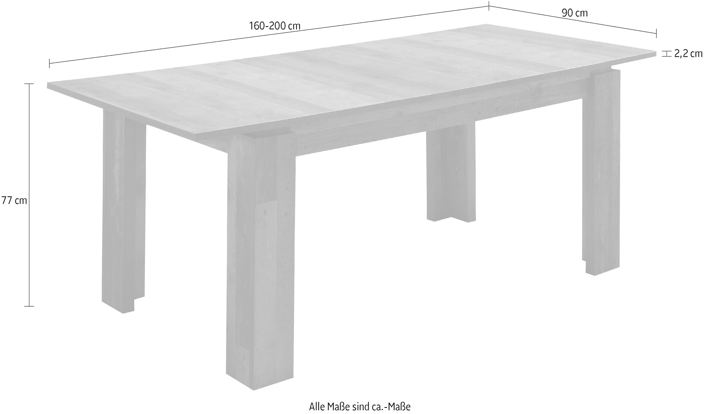 INOSIGN Esstisch »Tanum« Ausziehbarer Esszimmertisch 160-200 cm - Maße (B/T/H) 160/90/77 cm