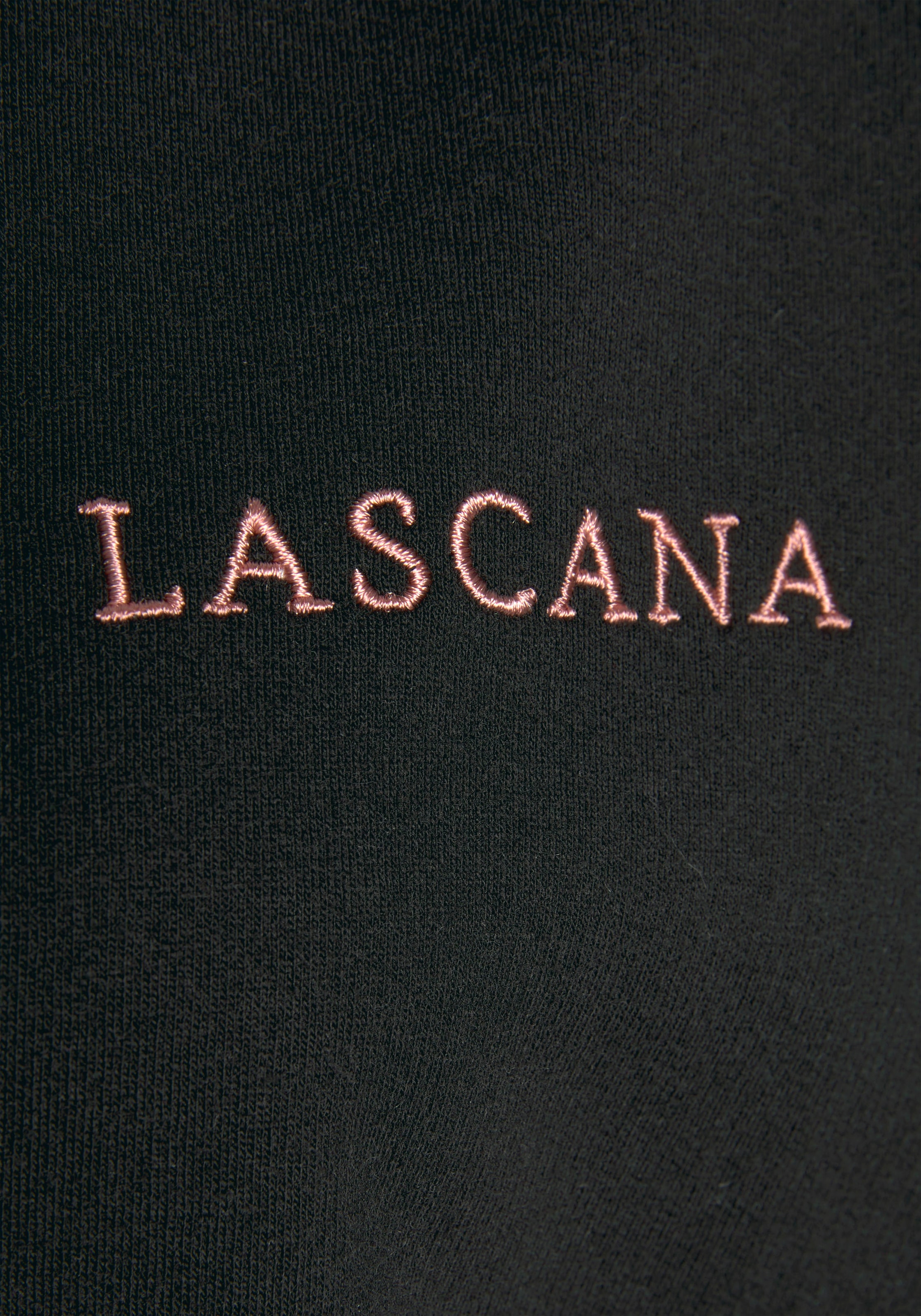 LASCANA Kapuzensweatjacke »Homewear«, mit kupferfarbenen Reißverschluss und Logostickerei, Loungeanzug
