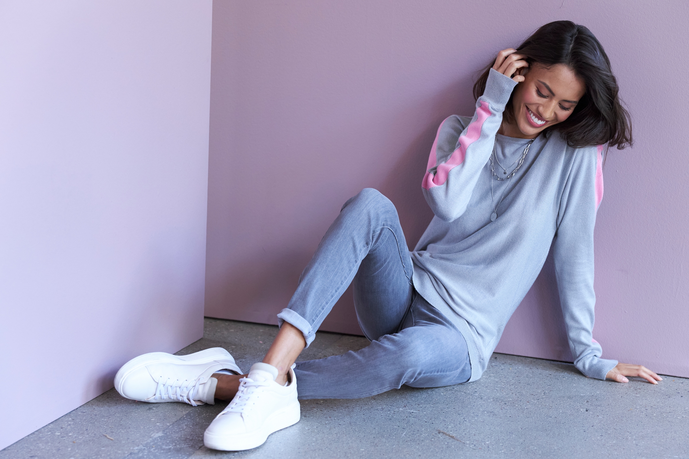 Laura Scott Longpullover, mit Kontraststreifen - NEUE FARBEN