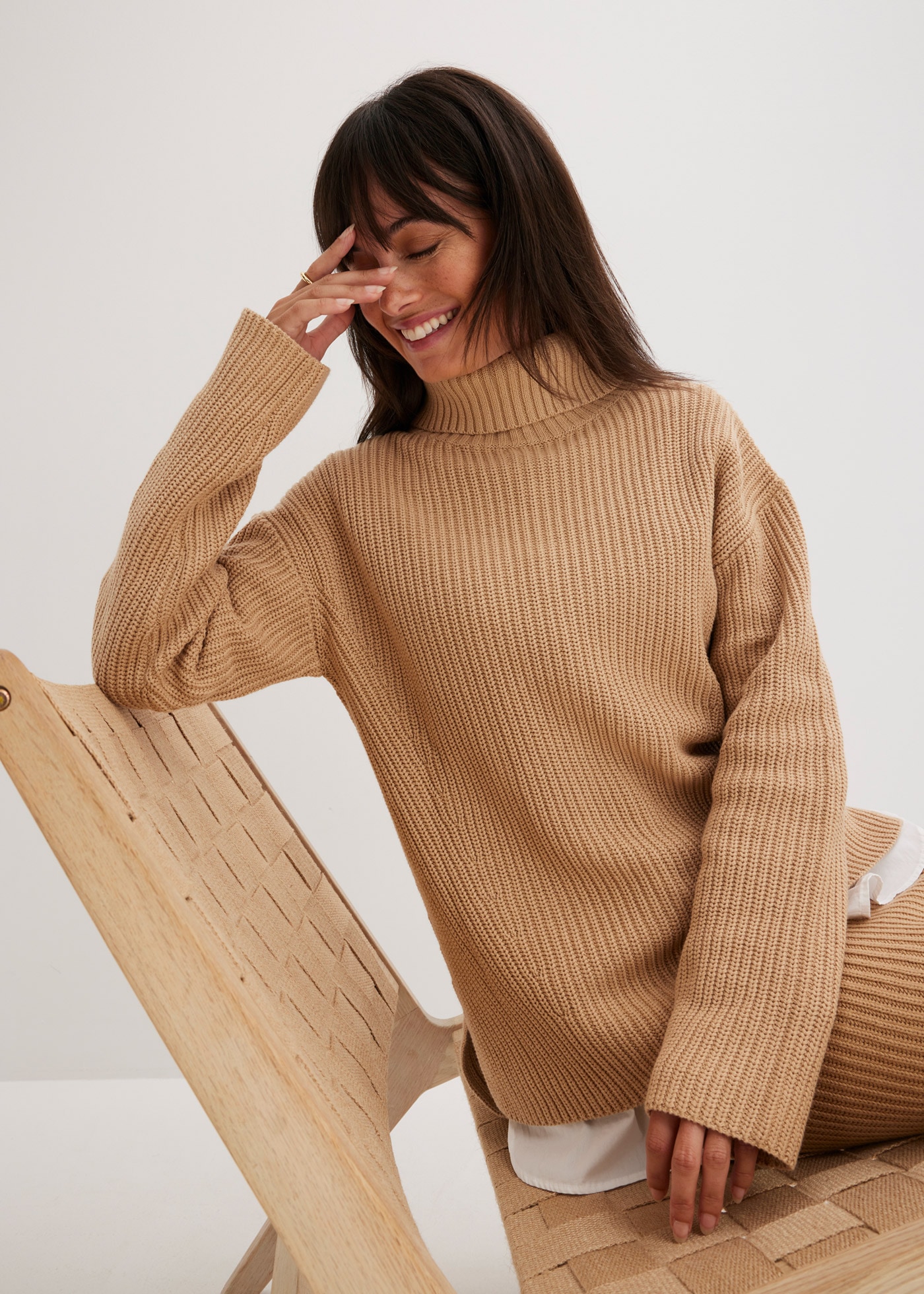 bonprix Rollkragenpullover »Rollkragenpullover aus reiner Baumwolle« aus reiner Baumwolle, mit Rollkragen, für kühle Tage