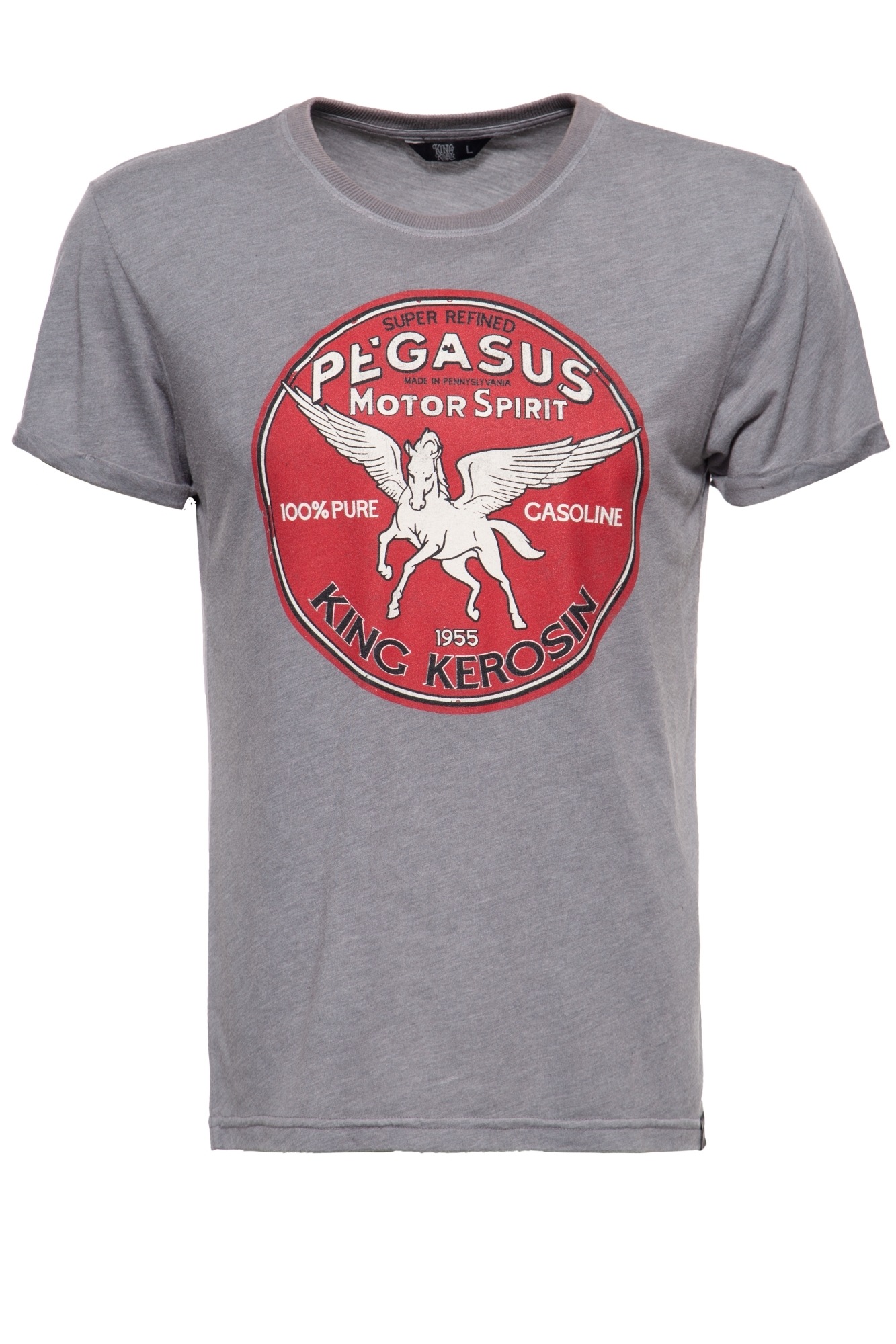 KingKerosin T-Shirt »Pegasus«, mit Frontprint, Enzymwash-Effekt und Ärmelaufschlag