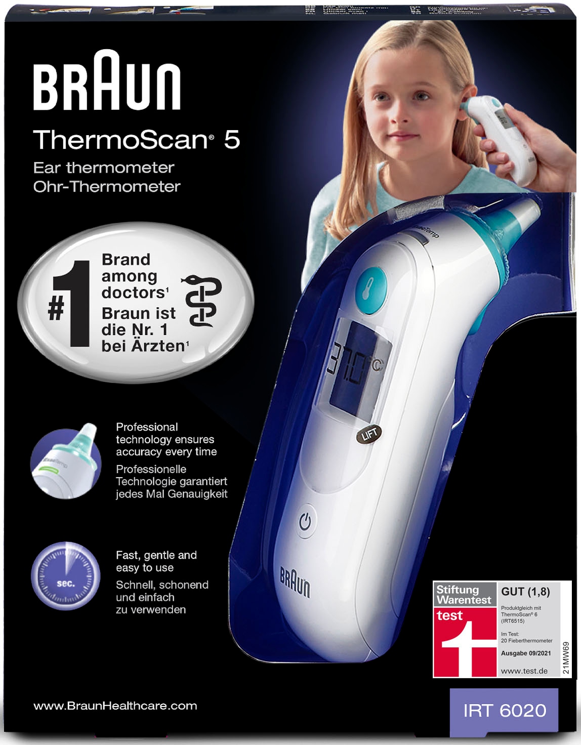 im »ThermoScan Inklusive Schutzkappen 5 IRT6020«, Ohr-Fieberthermometer OTTO 21 Einweg Online Shop Braun