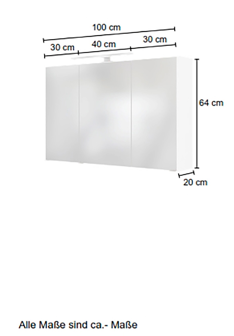 welltime Spiegelschrank »Matera« Breite 100 cm, mit 6 verstellbaren Glasböden
