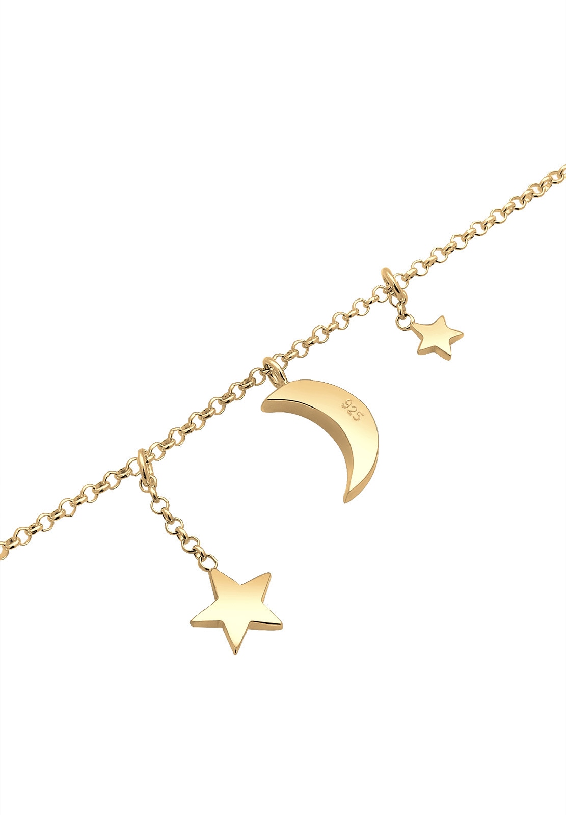 Elli Fußkette »Fußschmuck Stern Halbmond Weiß 925 Silber vergoldet, mit Kristallen von Swarovski®«