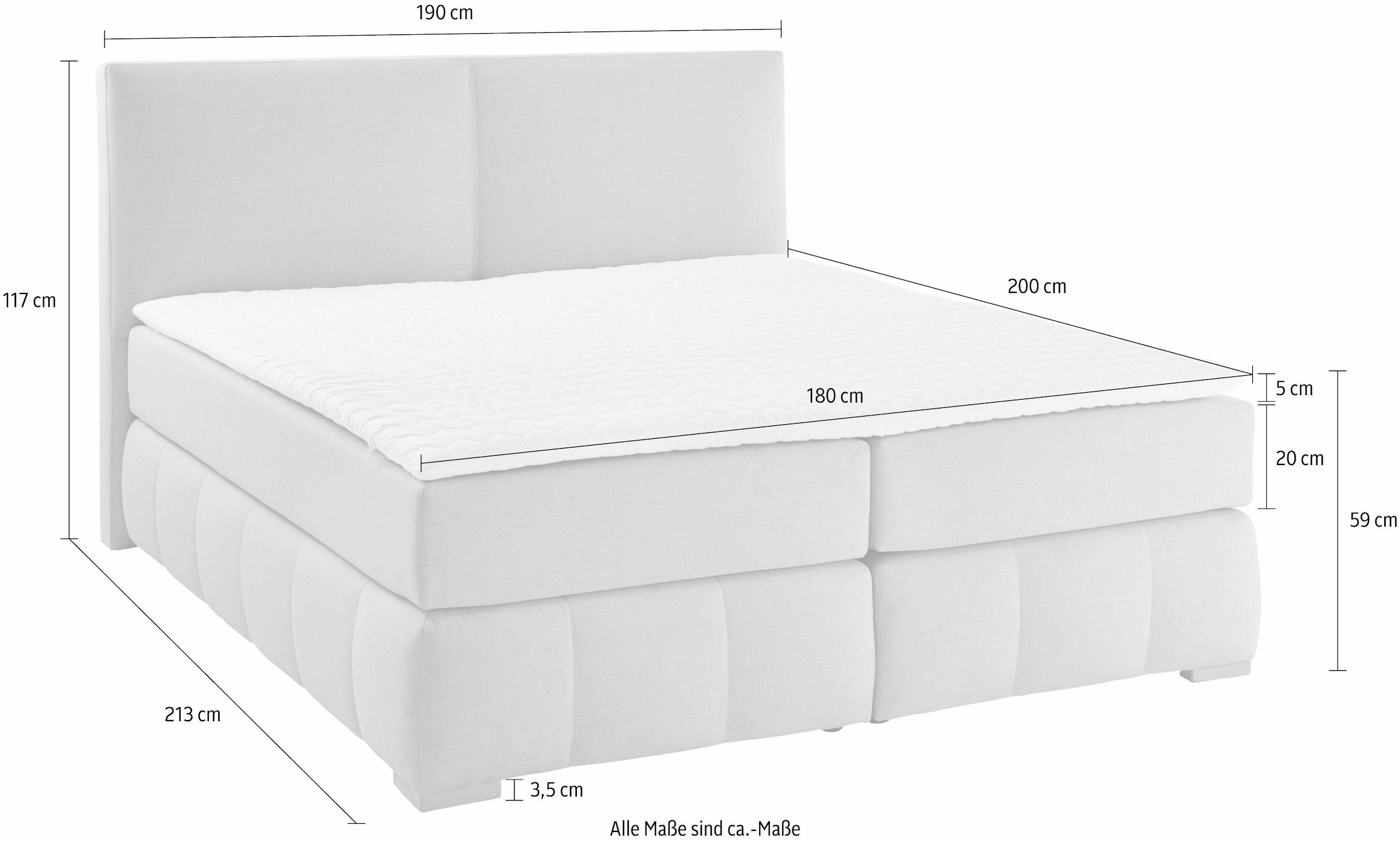 Home affaire Boxspringbett »Wehma«, inkl. Topper in 3 verschiedenen Matratzen, auch in Samtstoff