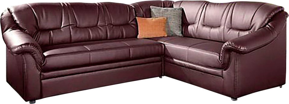 DOMO collection Ecksofa »Montana, zeitlose Rückensteppung, bequeme Armlehnen, L-Form«, wahlweise mit Bettfunktion