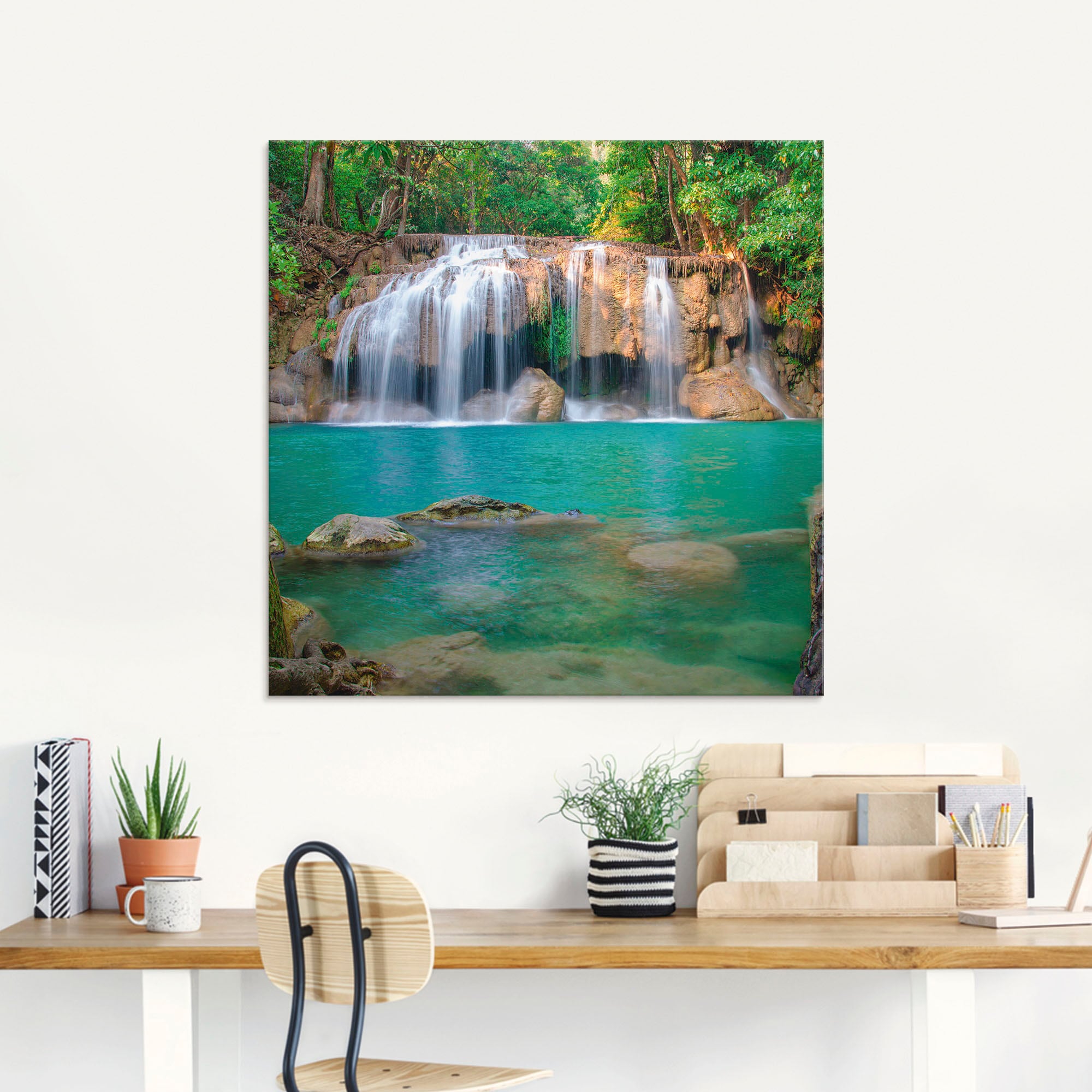 Artland Glasbild »Wasserfall im Wald National Park«, Gewässer, (1 St.), in verschiedenen Größen