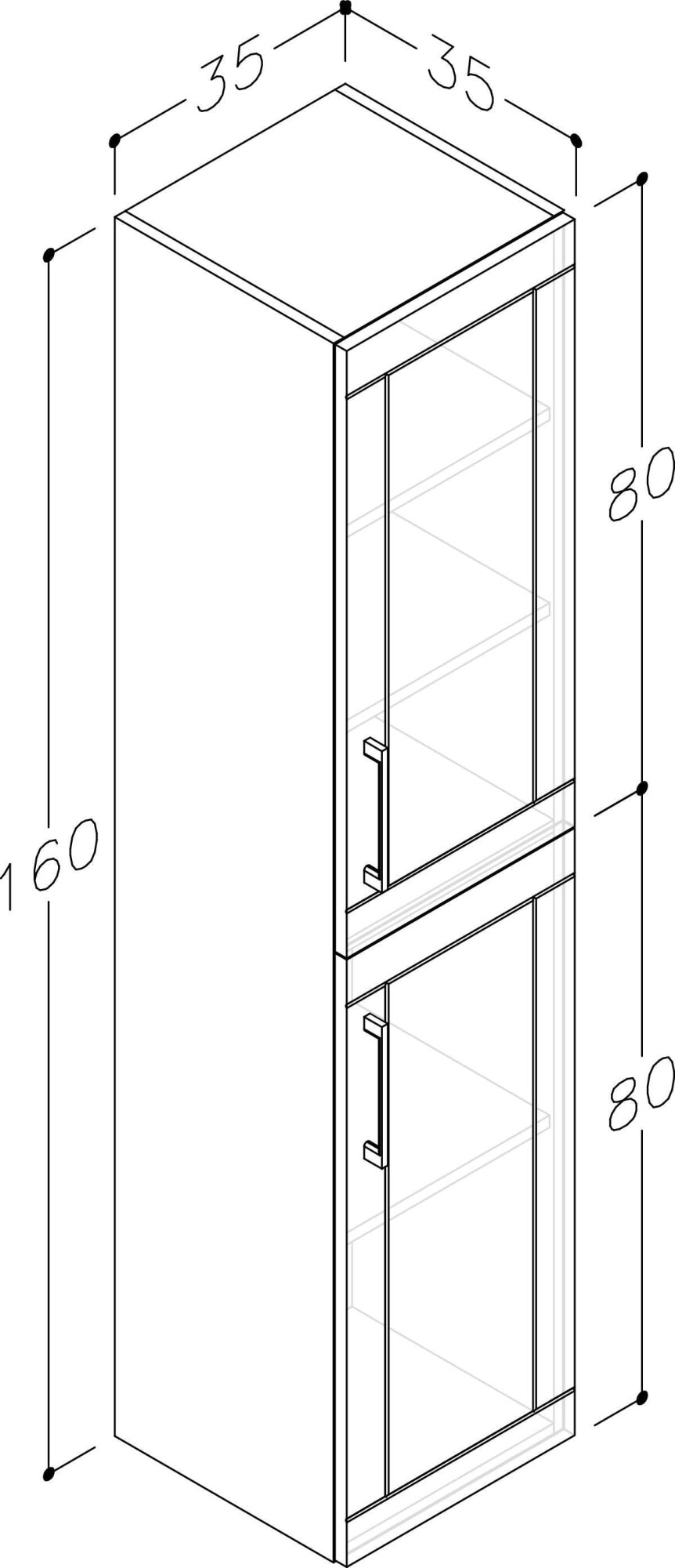 welltime Hochschrank »Serena Retro«, FSC®-zertifiziertes Material, Breite 35 cm, Höhe 160 cm