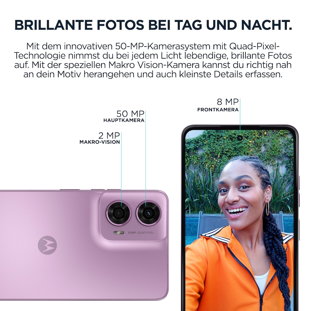 Motorola Smartphone »Moto G24«, Pink Lavender, 16,66 cm/6,56 Zoll, 128 GB Speicherplatz, 50 MP Kamera