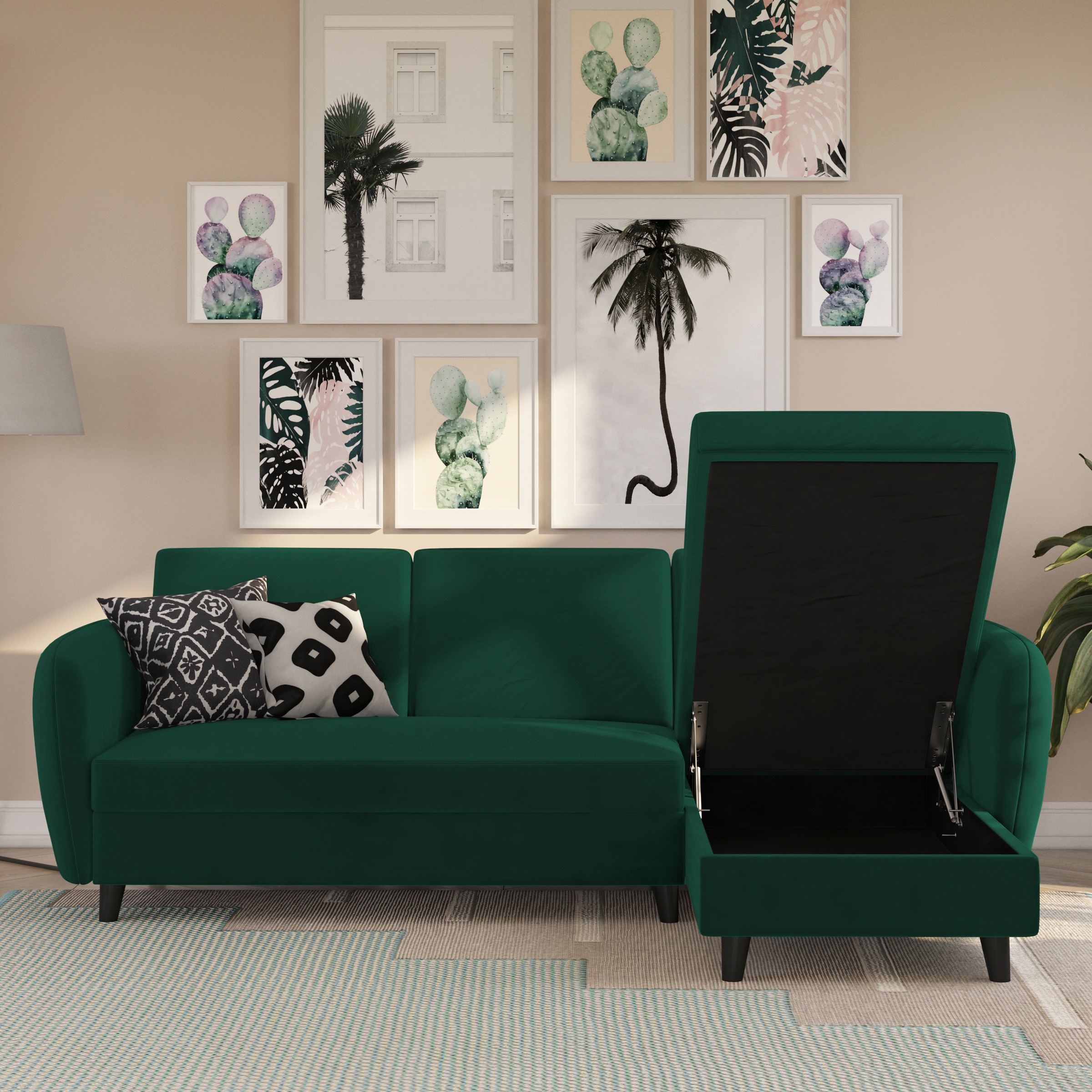 Dorel Home Ecksofa »Perry, L-Form,«, Rückenlehne, verschiedene Farbvarianten, Sitzhöhe 43 cm, Breite 219 cm
