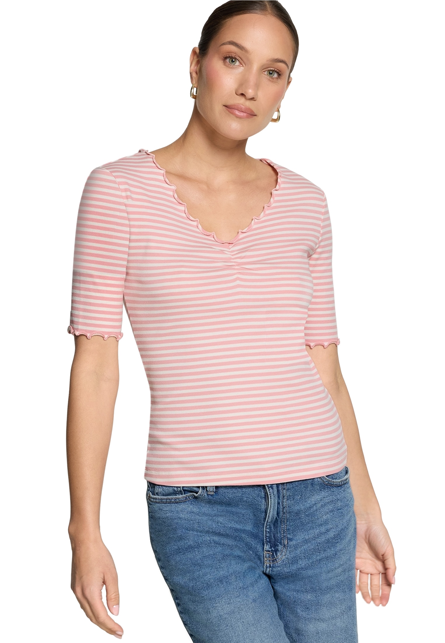 Zero Kurzarmshirt »Halbarm-Shirt mit Raffung«