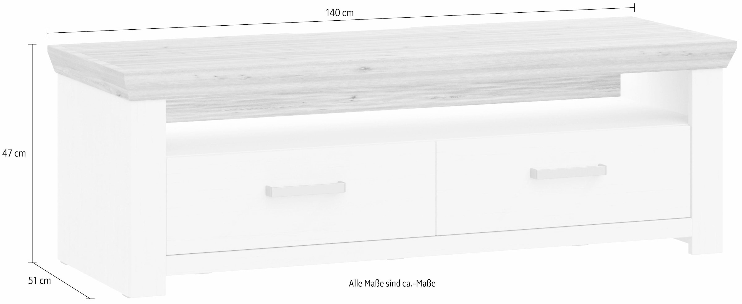 set one by Musterring Lowboard »York«, Typ 31, mit 2 Schubkästen, Beleuchtung optional, Breite 140 cm