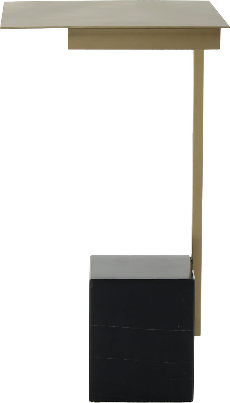 Kayoom Beistelltisch »Oscar 225, Passender Marmorfuß in kantigem Design«, (1 St.), Eckiger Marmorfuß, eckige Ablagefläche und Gestell aus Edelstahl