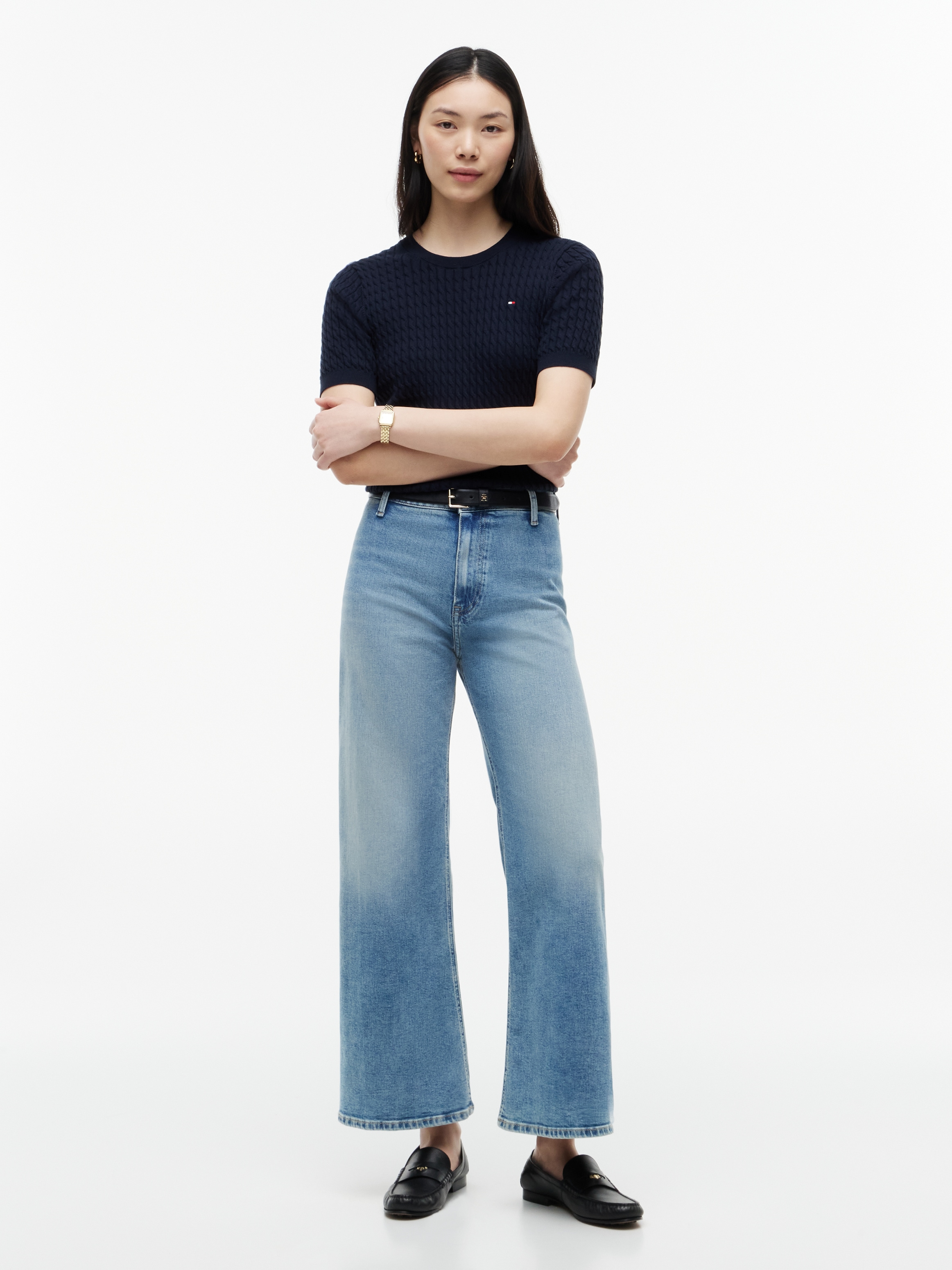 Tommy Hilfiger High-waist-Jeans »WD LG NEW DOREEN LT HW ANKL« Baumwollmischung, weite Beinform, High Waist
