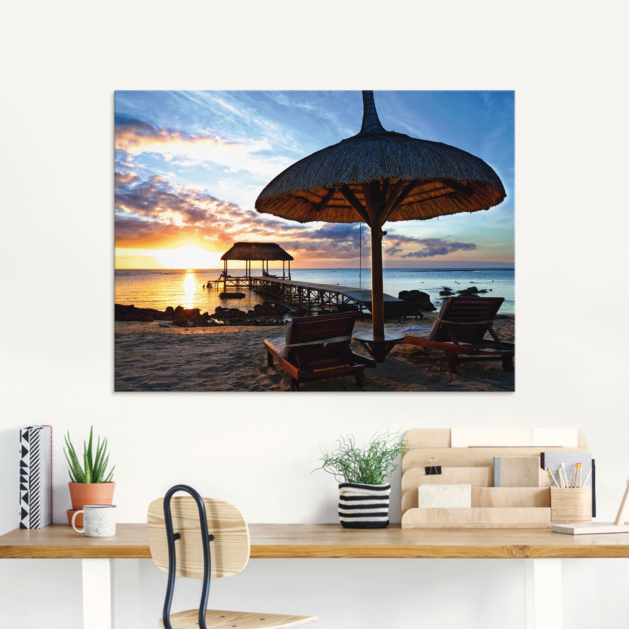 Artland Glasbild »Sonnenuntergang auf Mauritius«, Sonnenaufgang & -untergang, (1 St.), in verschiedenen Größen