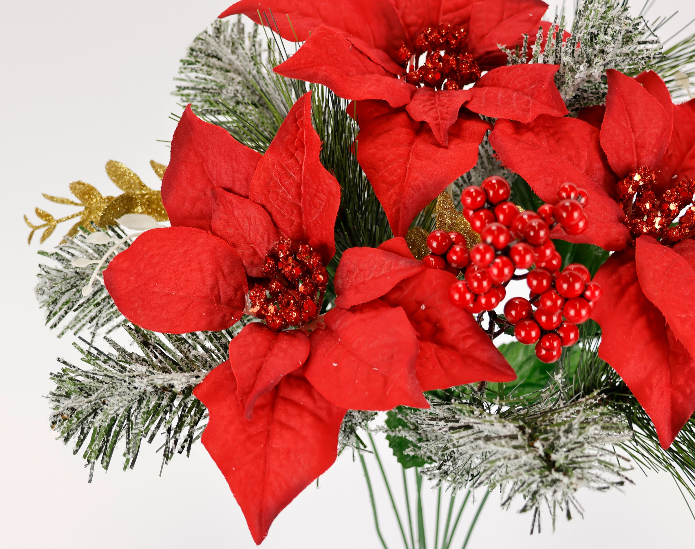 I.GE.A. Kunstblumenstrauß »Bouquet Poinsettia/Beeren/Tannenzweige« 2er Set Weihnachtsblumen Weihnachtsdeko Adventsdeko Christstern Deko