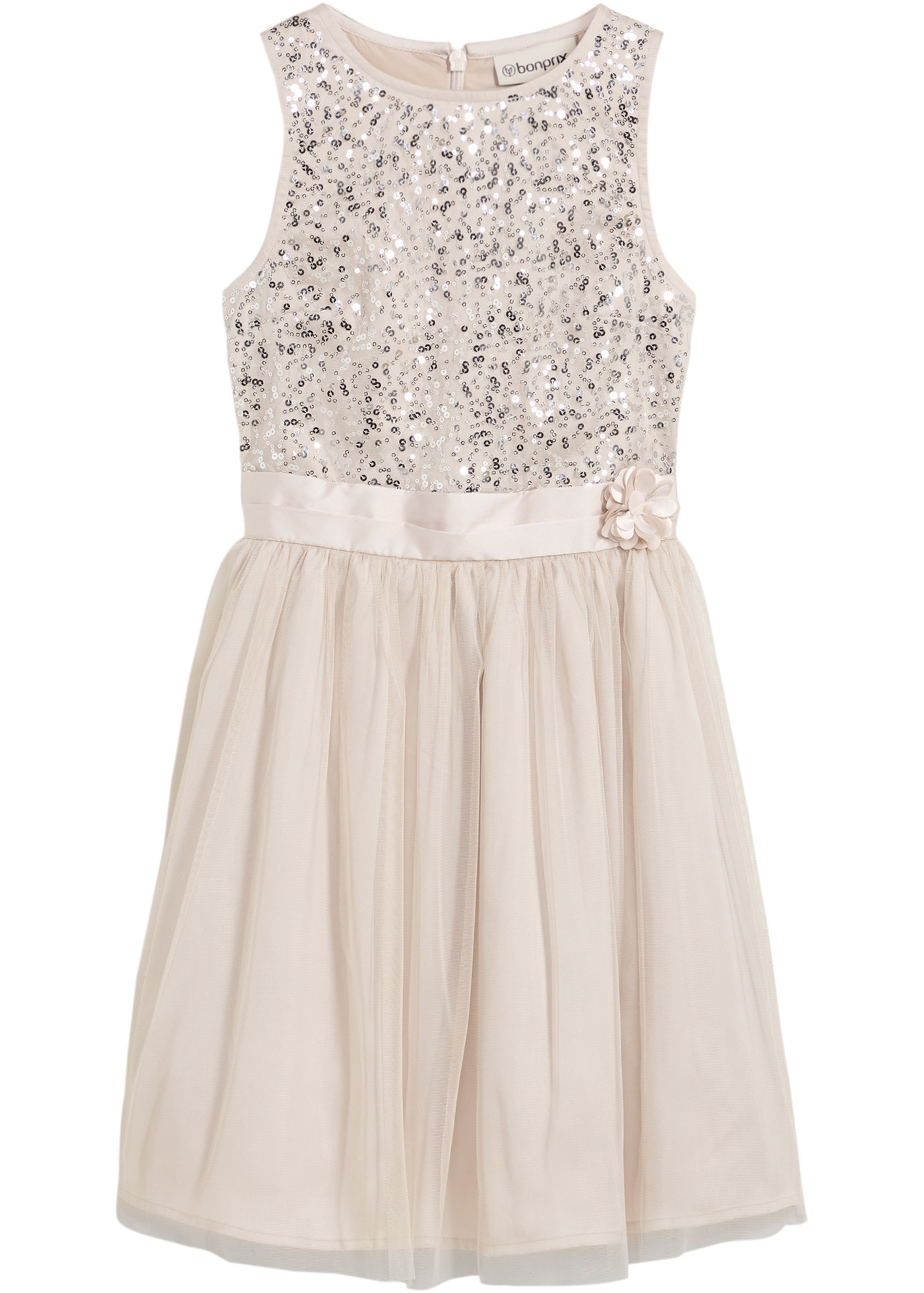 bonprix Midikleid für festliche Anlässe, Regular Fit, mehrlagiger Rockteil mit Falten