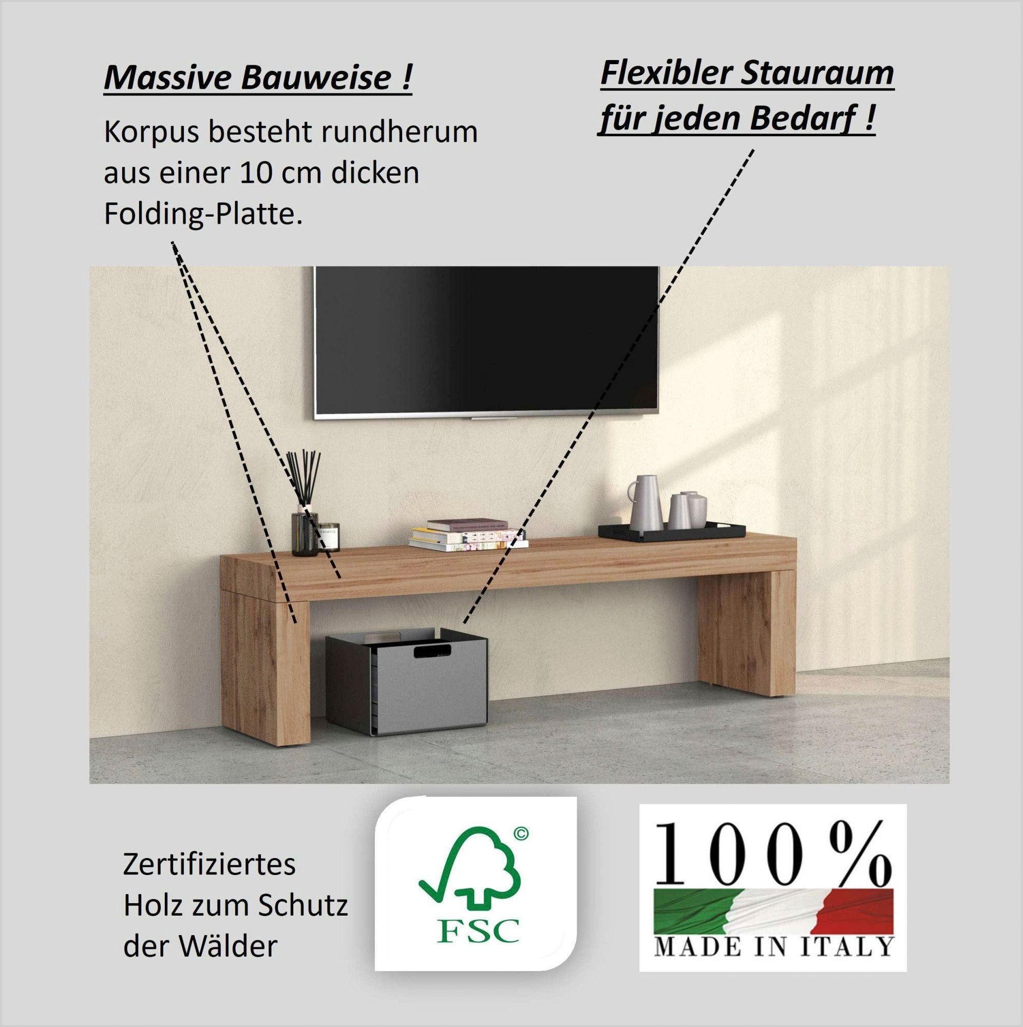 INOSIGN TV-Brücke »CHRONOS Breite 180 cm, mit eine 10 cm dicken stabilen folding Platte«, (1 St.), TV-Board, Medienbrücke, TV-Aufsatz 'Made in Italy'