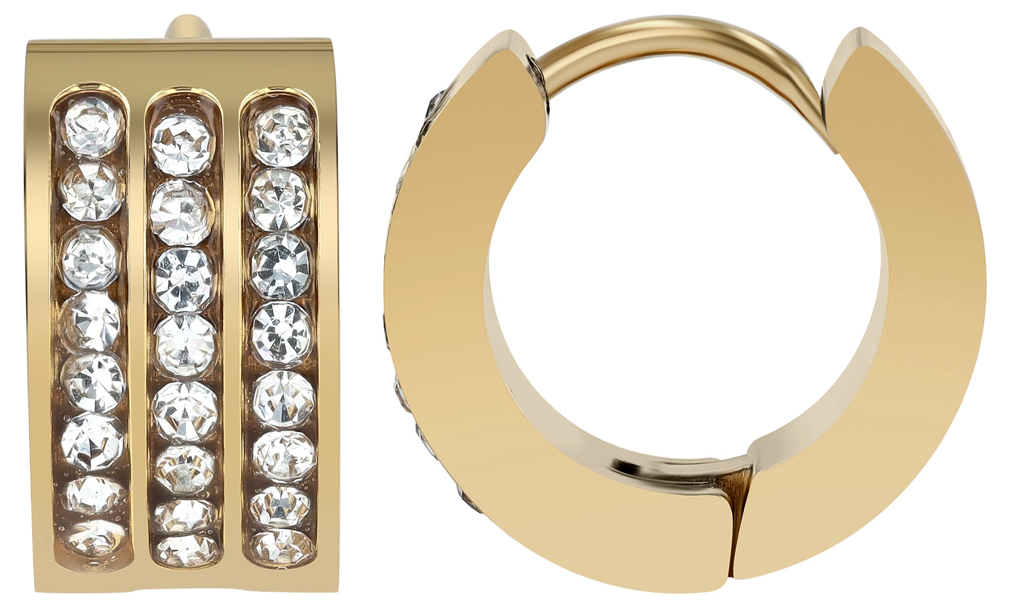 Adelia´s Paar Creolen »Damen Ohrringe ¿ Klappcreole aus Edelstahl mit Strass Steinchen«