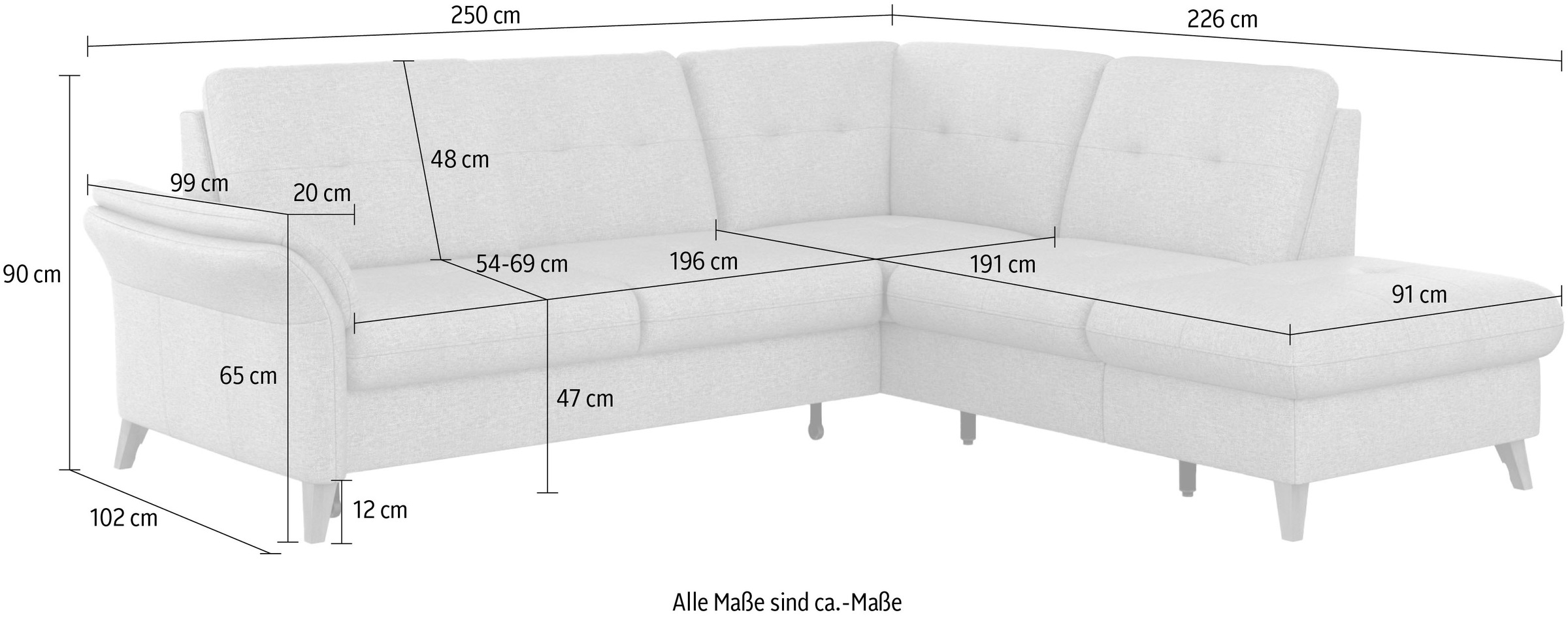 sit&more Ecksofa »Göteborg«, inkl. Sitztiefenverstellung, wahlweise mit Bettfunktion & Bettkasten
