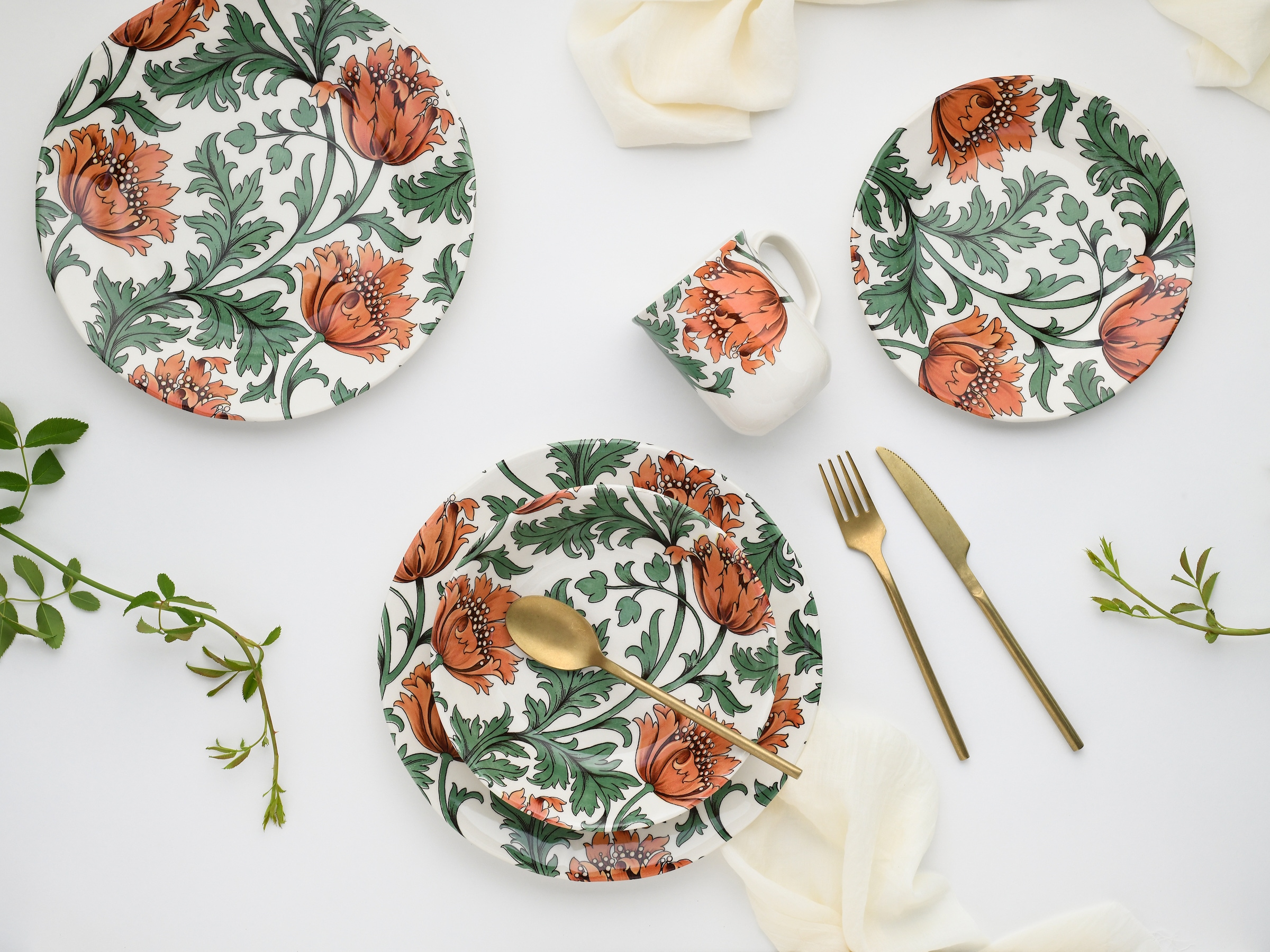 CreaTable Kombiservice »Florentina, Kombi-Service 16-tlg« Blumendekor