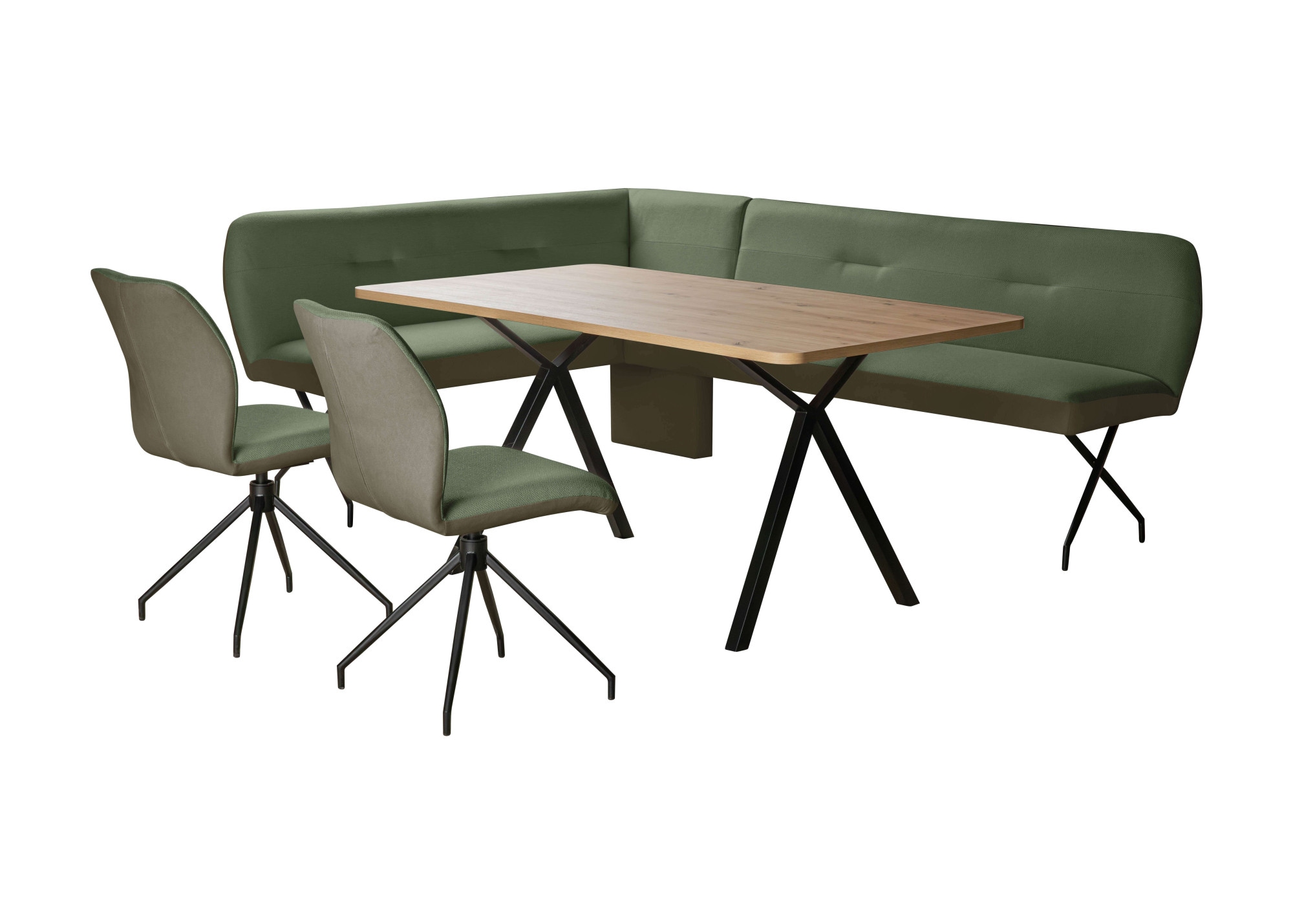 OTTO home Eckbankgruppe »Bruna Essecke, Sitzgruppe, Eckbankgruppe, Küchenbankgruppe« Set, 4tlg, 4 tlg. tlg. Stuhl: 360° drehbar (Rückst.), 2-Stoff-Design. Wellenfederung Eckbank