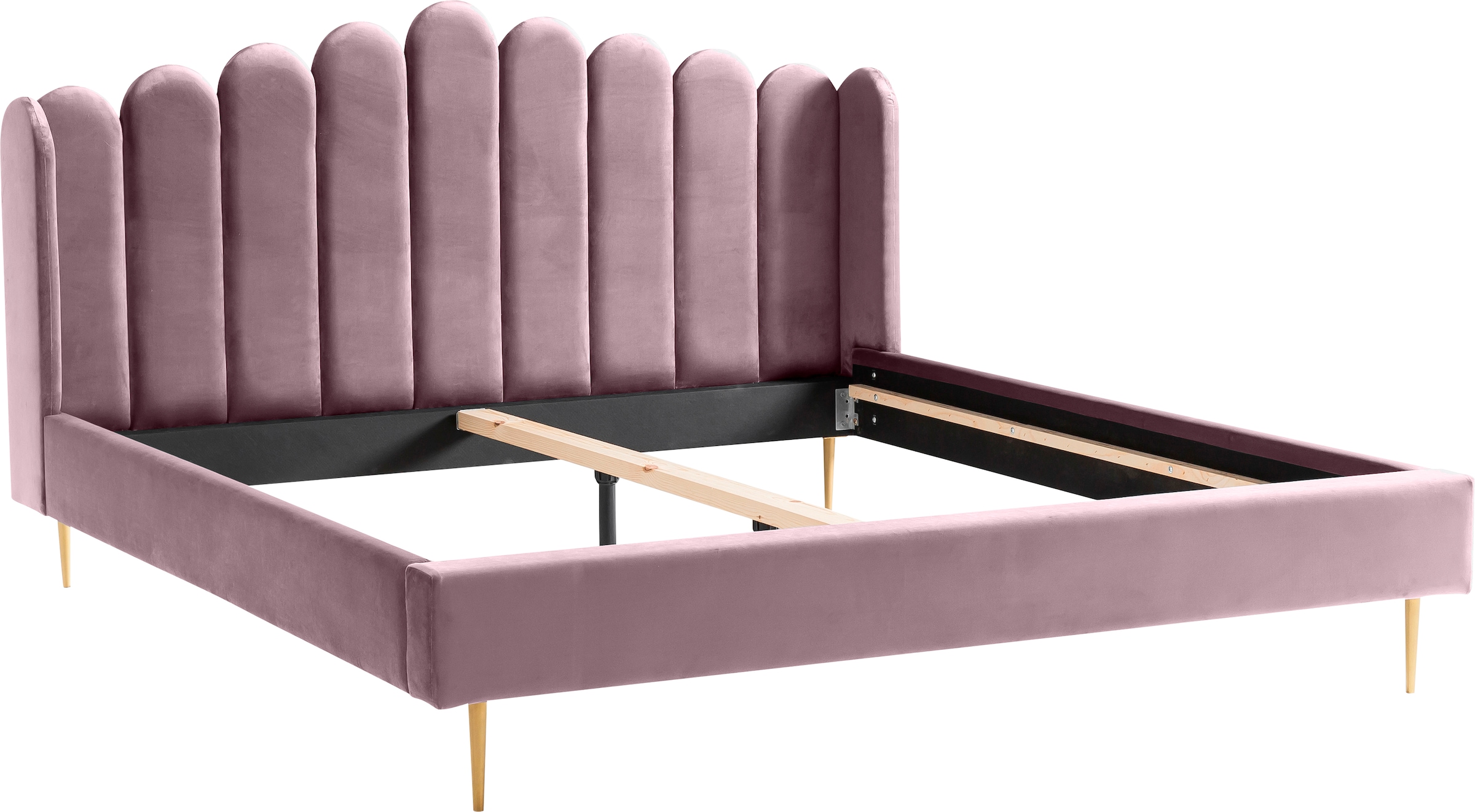 SalesFever Polsterbett »Komfortables Polsterbett für erholsamen Schlaf«, Eleganz trifft Komfort: Samt-Bezug, goldfarbene Metallfüße