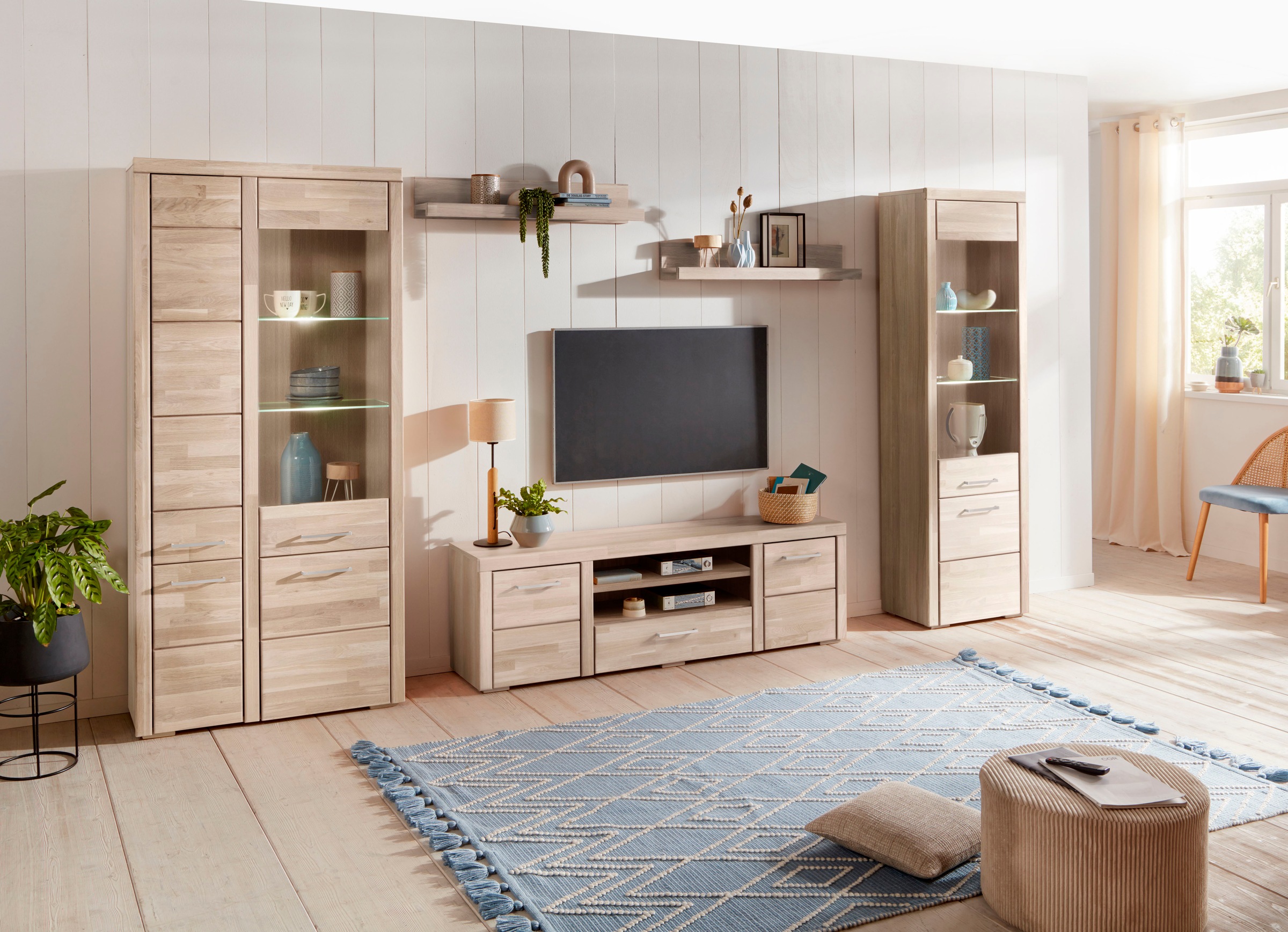 Home affaire Wohnwand »Falco«, (Set, 4 St., 5), Fronten aus Massivholz