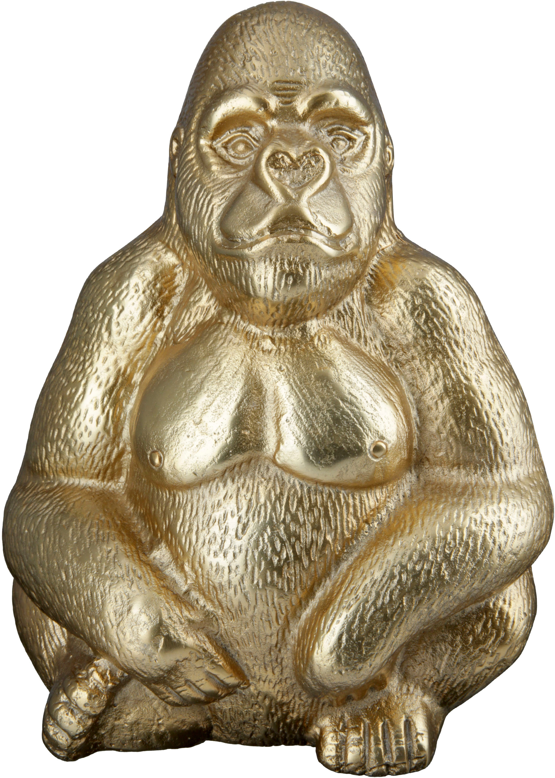 Gilde Tierfigur »Skulptur Gorilla« in goldfarben, Größe B/H/T: 19 cm x 27 cm x 15 cm