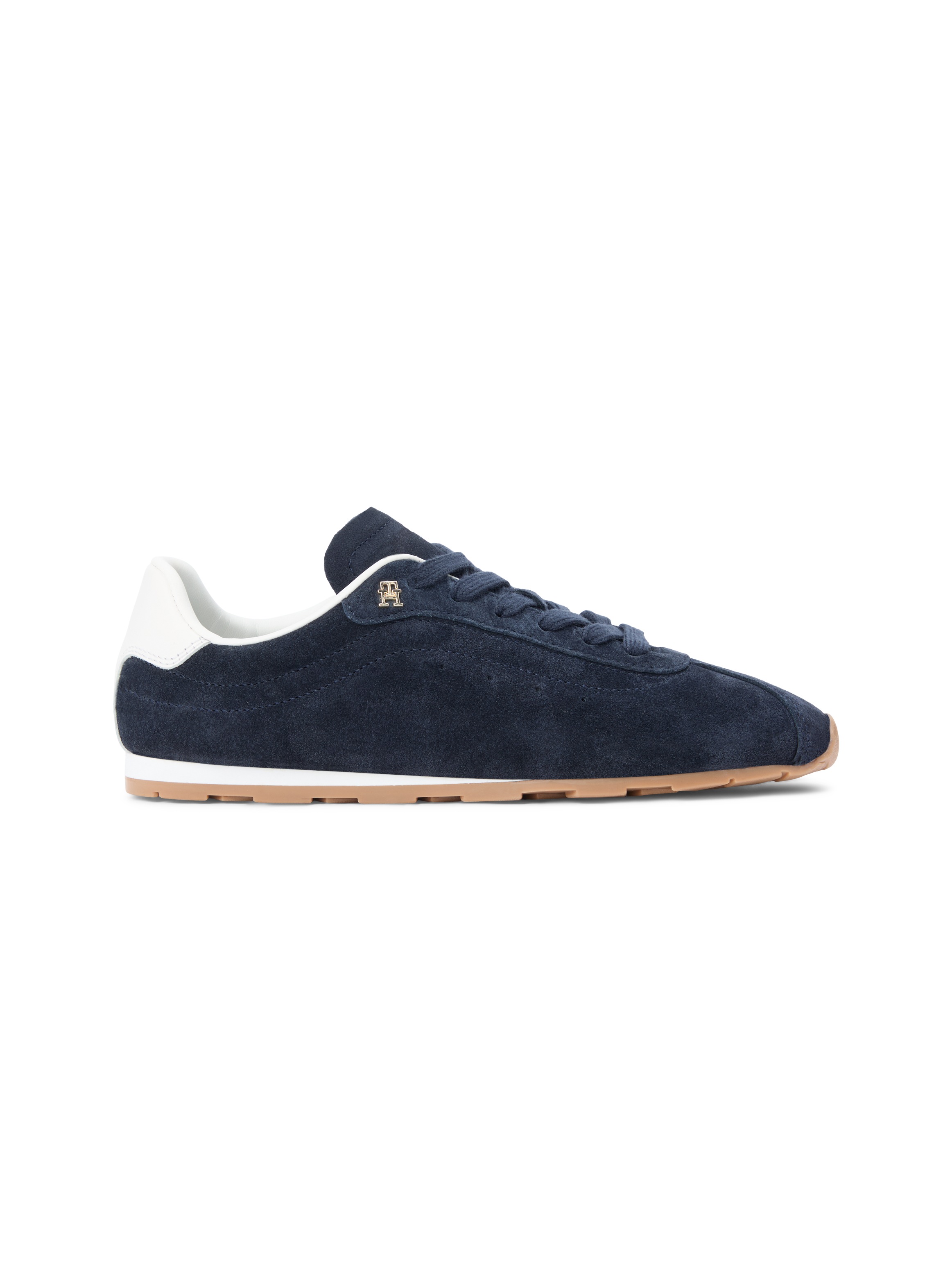 Tommy Hilfiger Sneaker »TH BELLA LOW RUNNER SUEDE«  Halbschuh, Schnürer, Freizeitschuh mit kontrastfarbenem Fersenbesatz