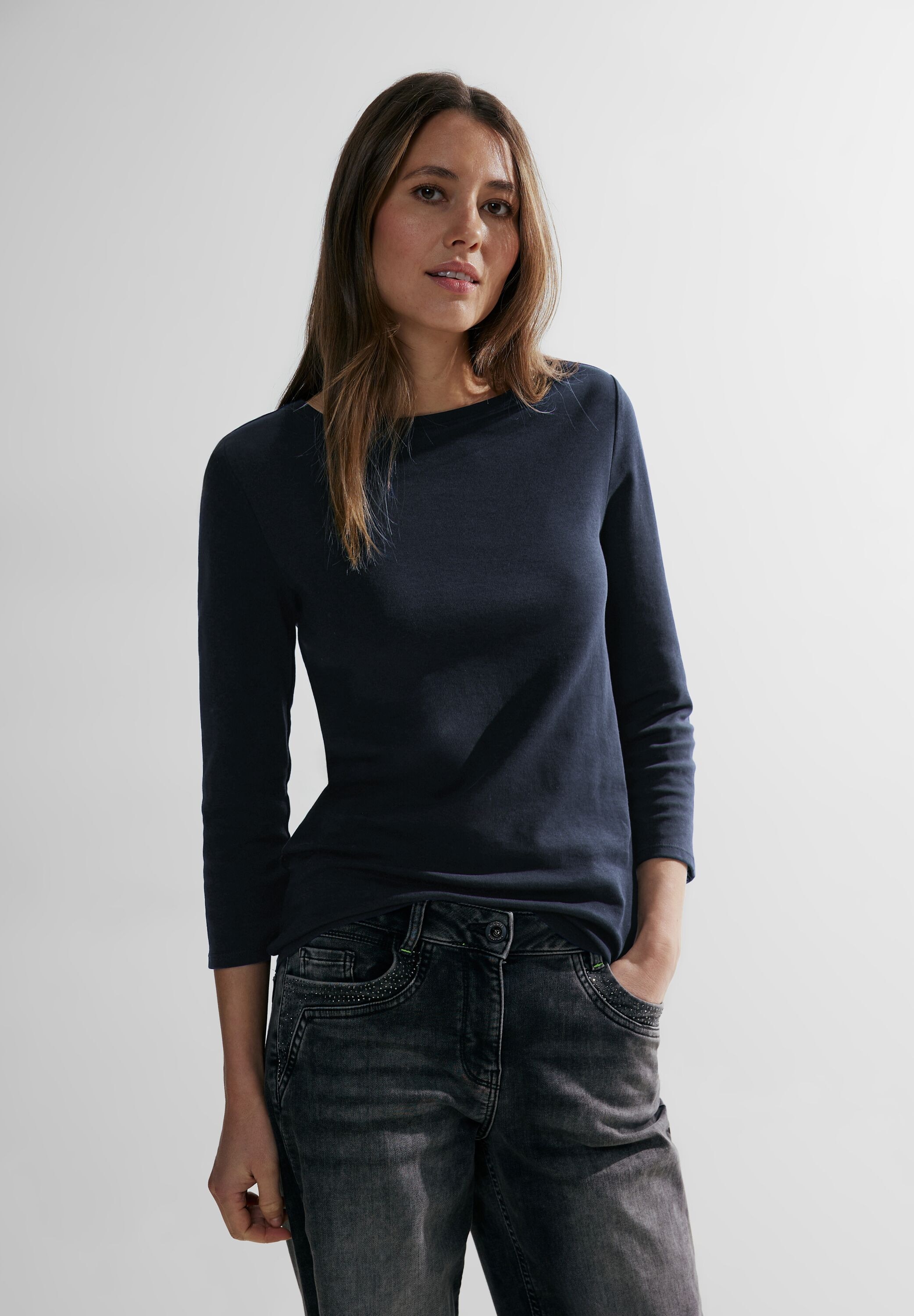 3/4-Arm-Shirt »Basic Boatneck«, mit U-Boot-Ausschnitt