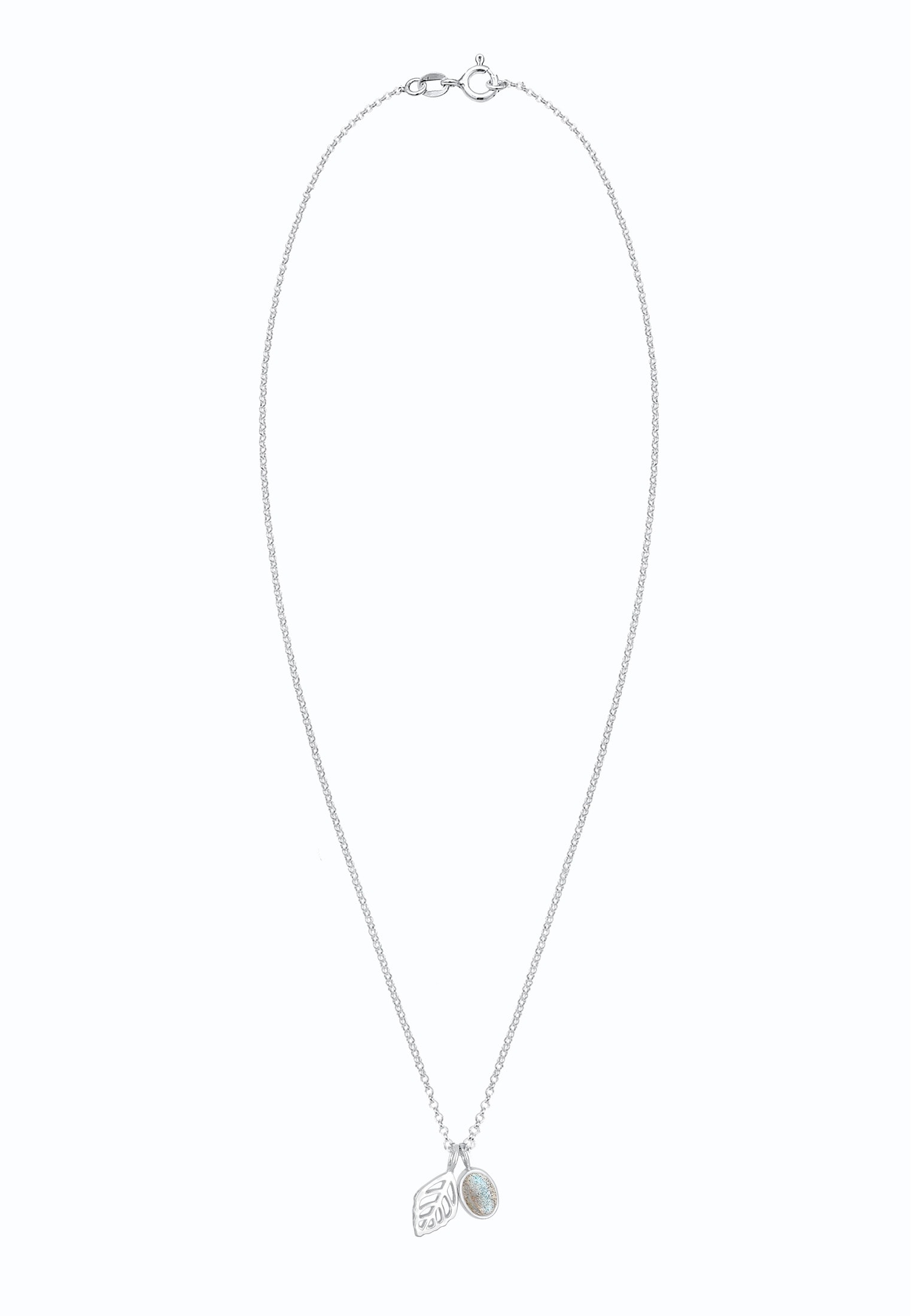 Elli Silberkette »Halskette Erbskette Blatt und Labradorit Edelstein 925 Sterling Silber«